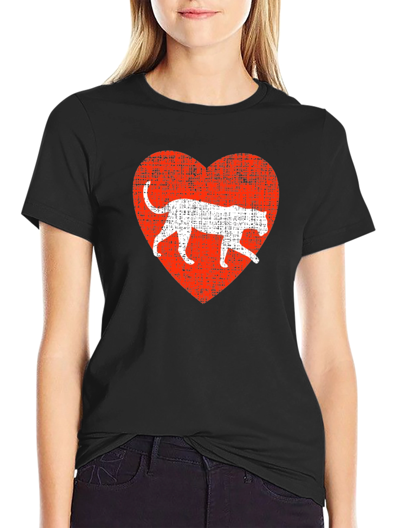 Black Leopard Heart Graphic T-Shirt - Black view 2