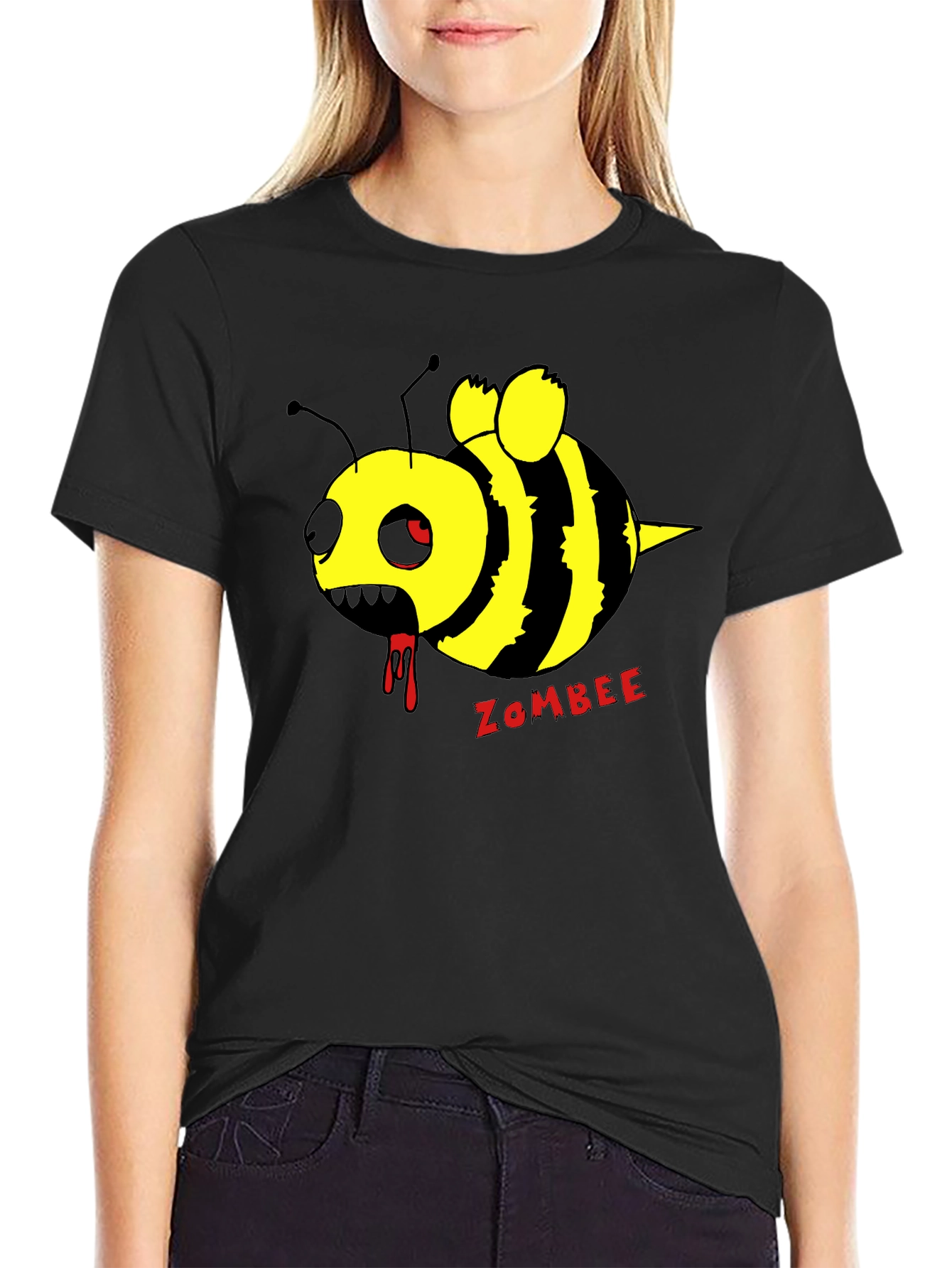 Black Zombee Graphic T-Shirt - Black Cotton Tee view 2