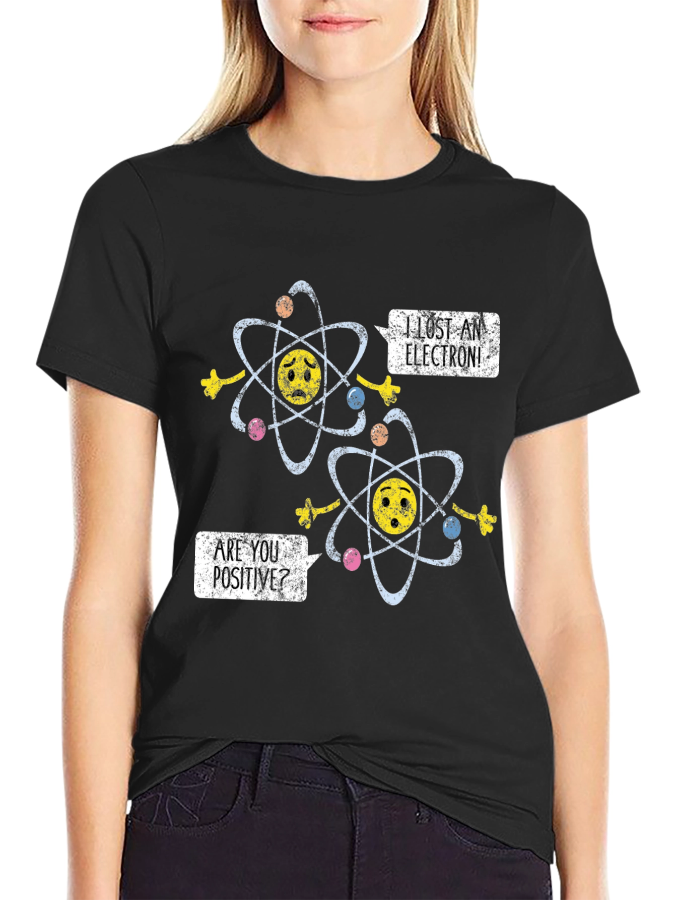 Black Lost Electron Humor T-Shirt view 2