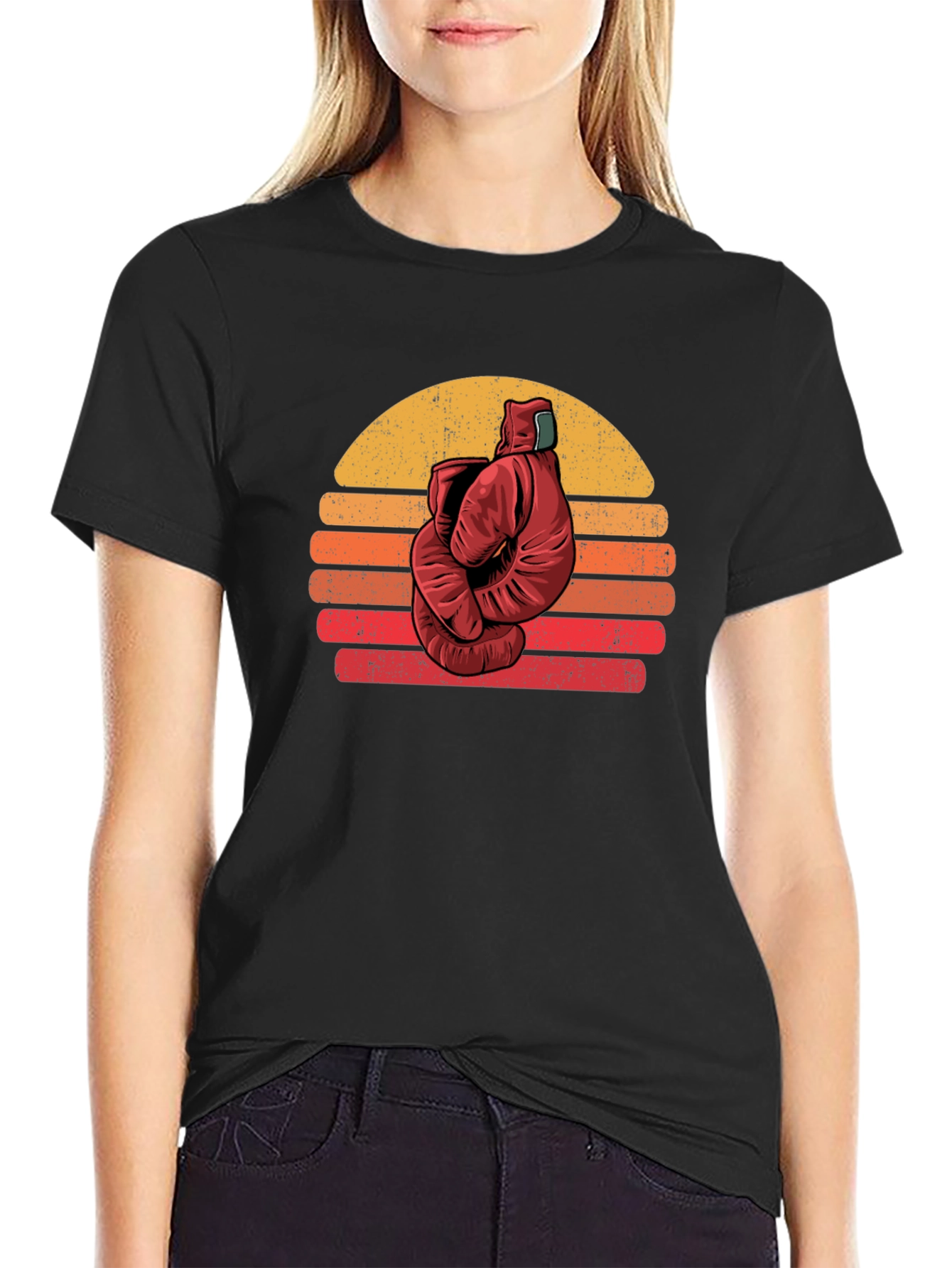 Black Retro Boxing Glove Graphic Tee view 2