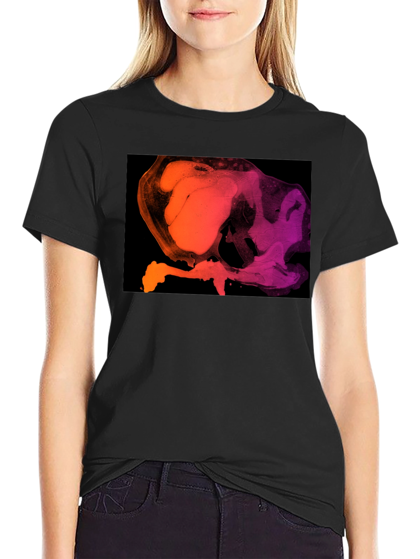 Black Abstract Gradient T-Shirt - Modern Art Tee view 2