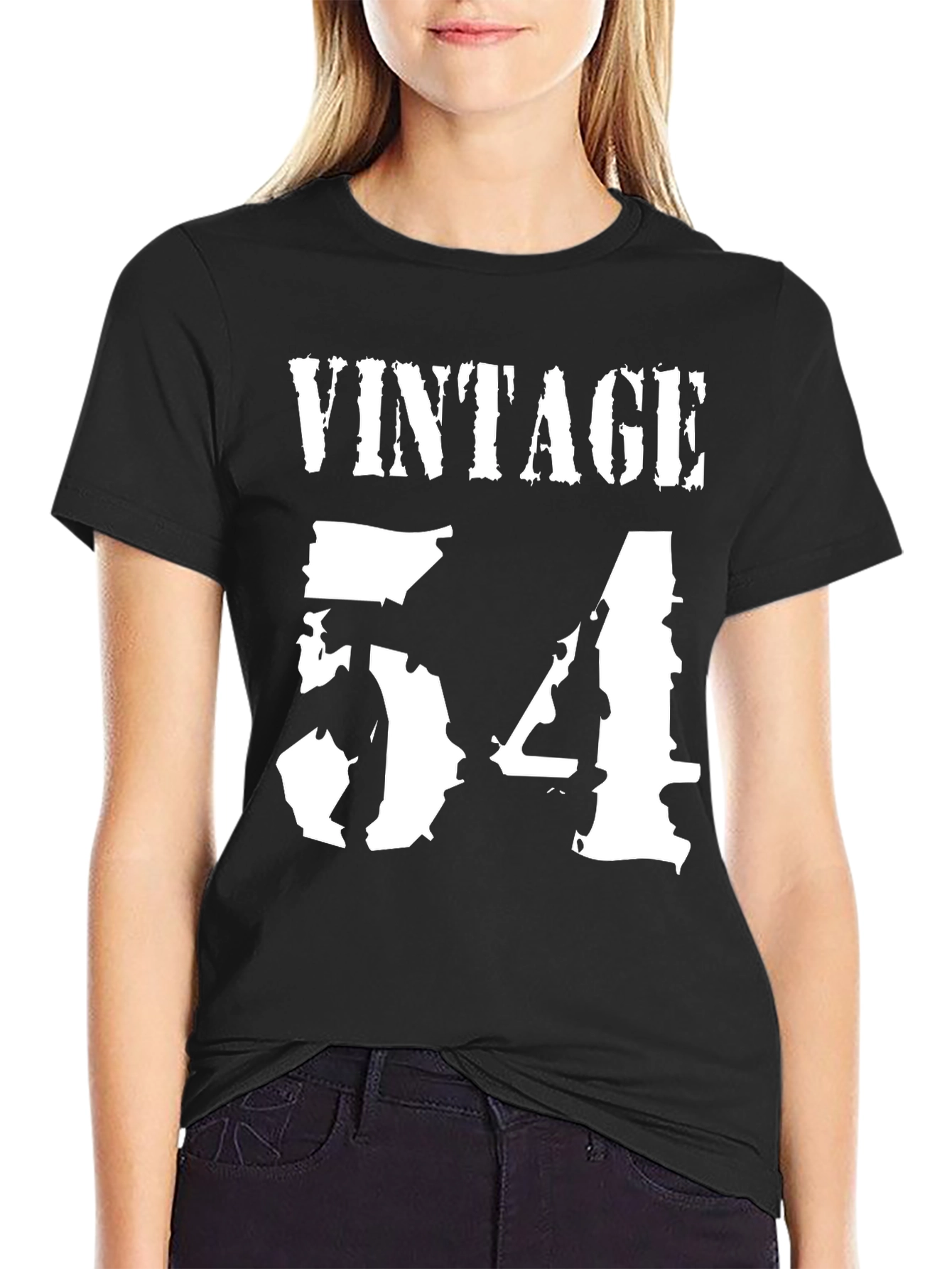 Black Vintage 54 Graphic Tee - Classic Black T-Shirt view 2