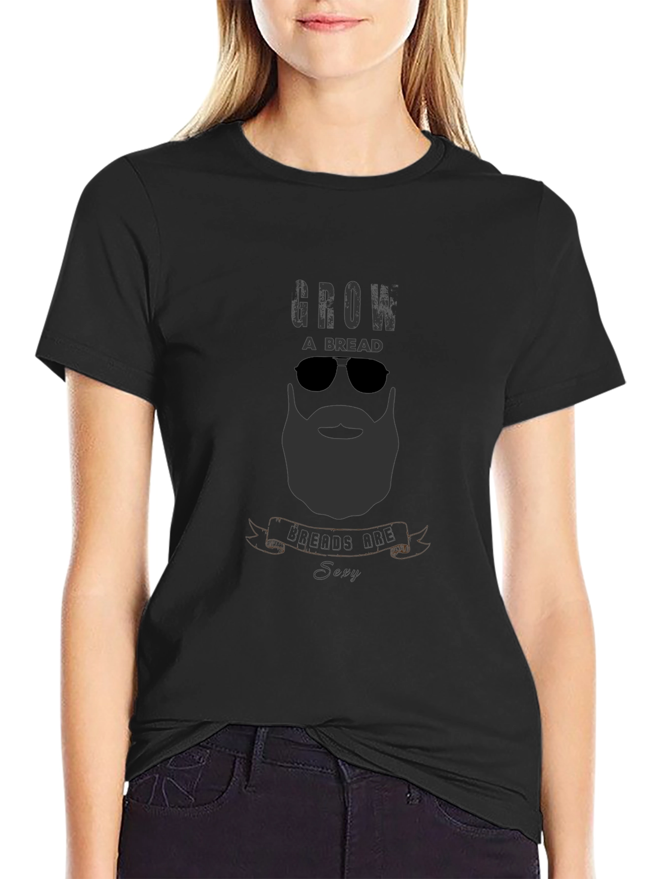 Black Grow a Beard T-Shirt - Cool Bearded Man Design view 2