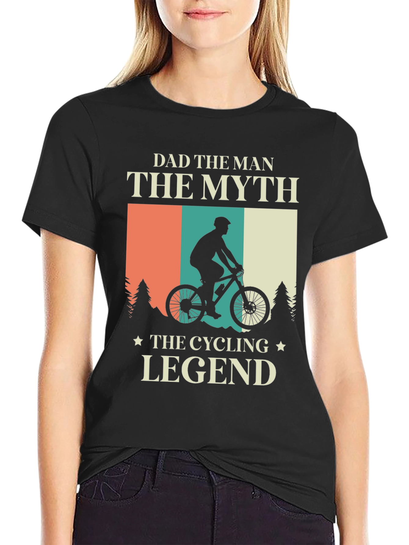 Black Dad The Man, Cycling Legend T-Shirt view 2