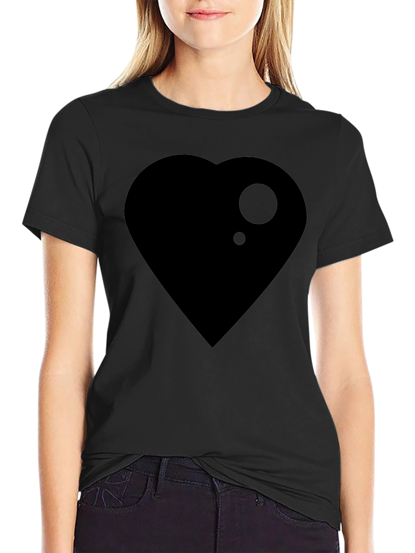 Black Heart Graphic Black Tee Casual Style view 2