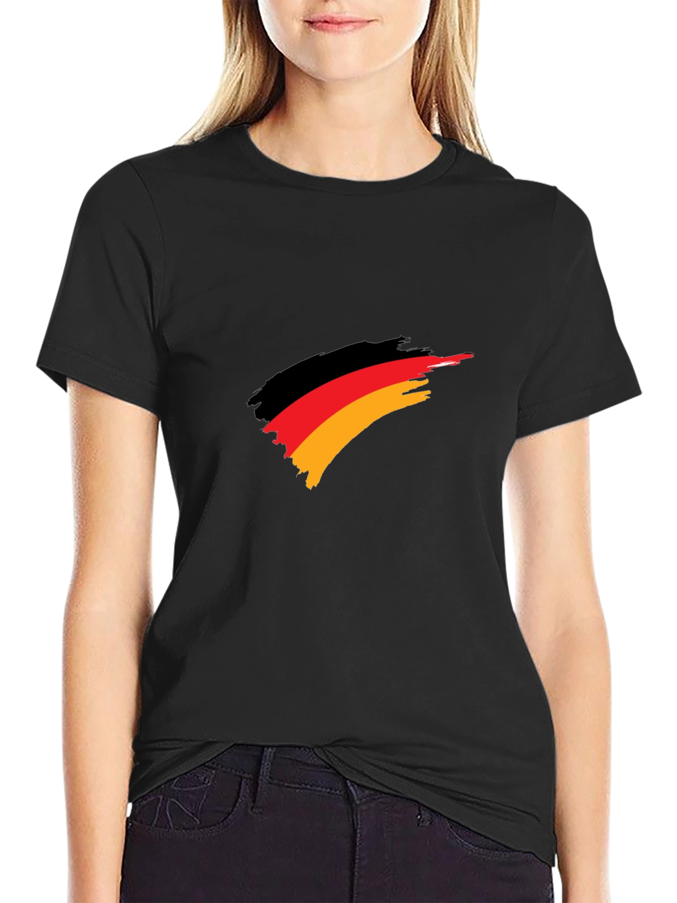 Black Germany Flag Brush Stroke T-Shirt view 2