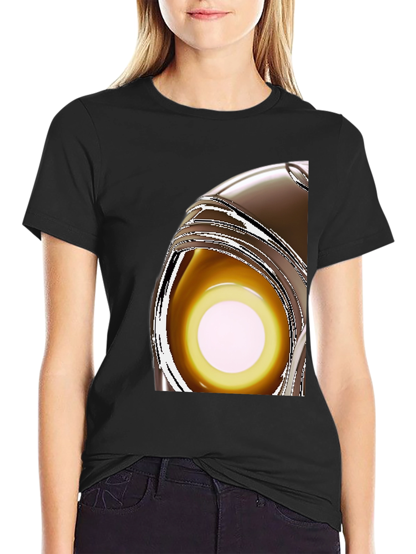 Black Abstract Eye T-Shirt - Modern Graphic Tee view 2