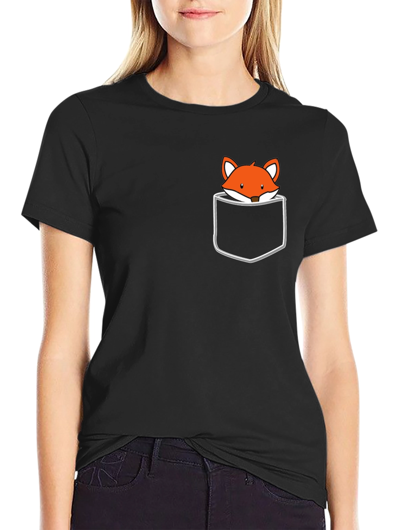 Black Fox Pocket T-Shirt - Cute & Casual Style view 2