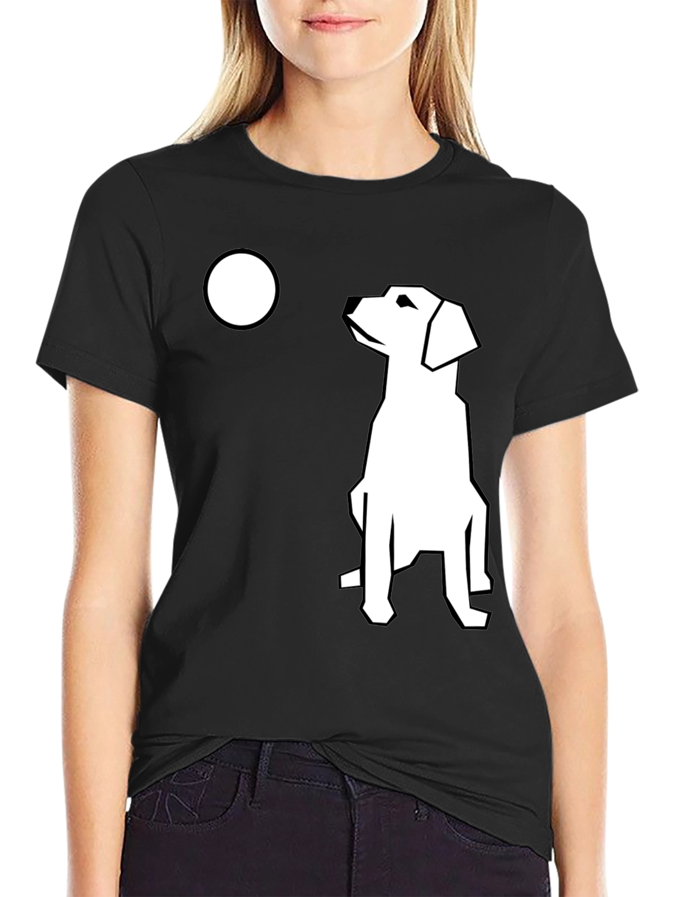 Black Modern Dog Graphic T-Shirt - Black Casual Tee view 2