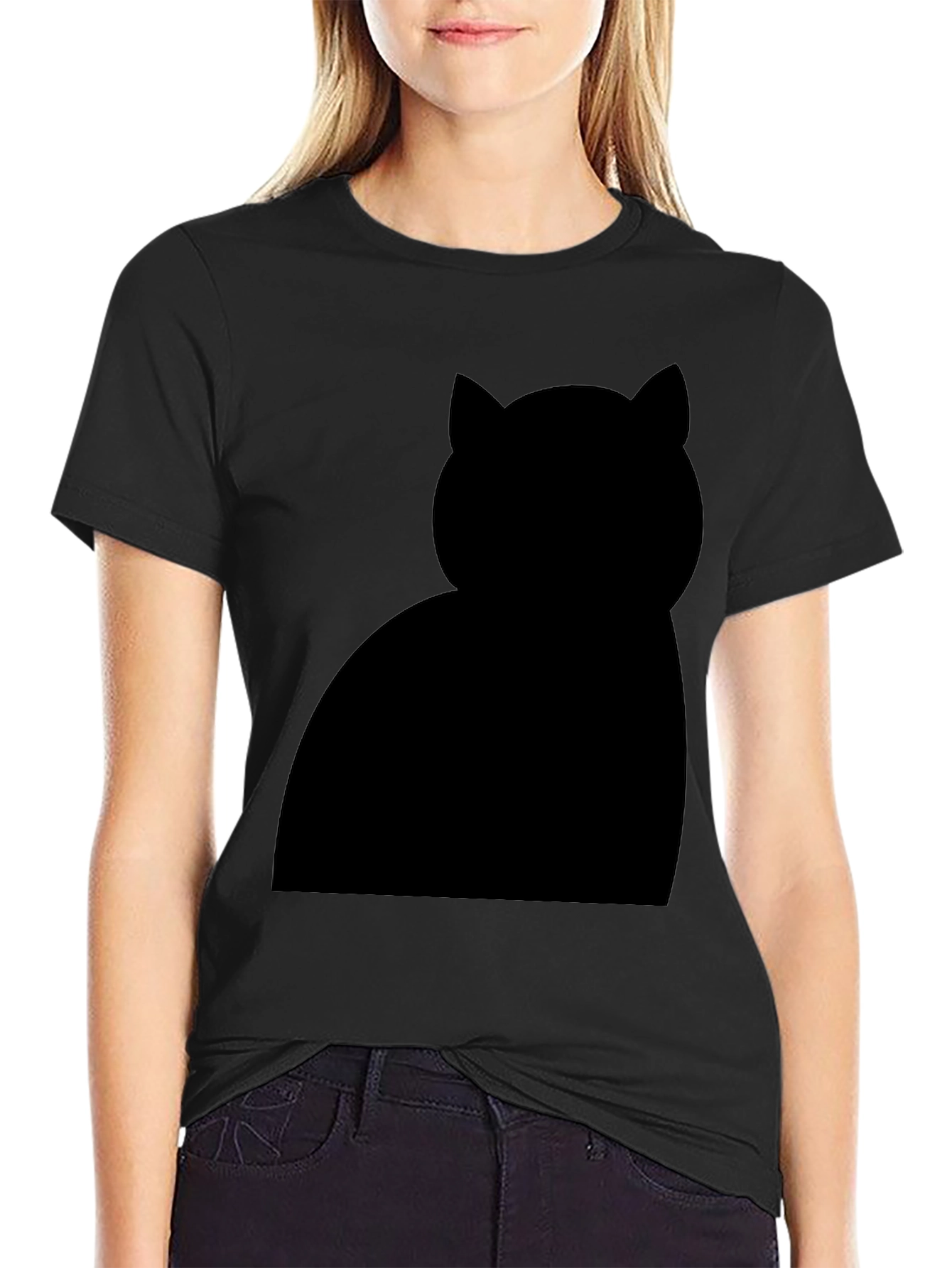 Black Black Cat Silhouette T-Shirt - Unisex Casual Tee view 2