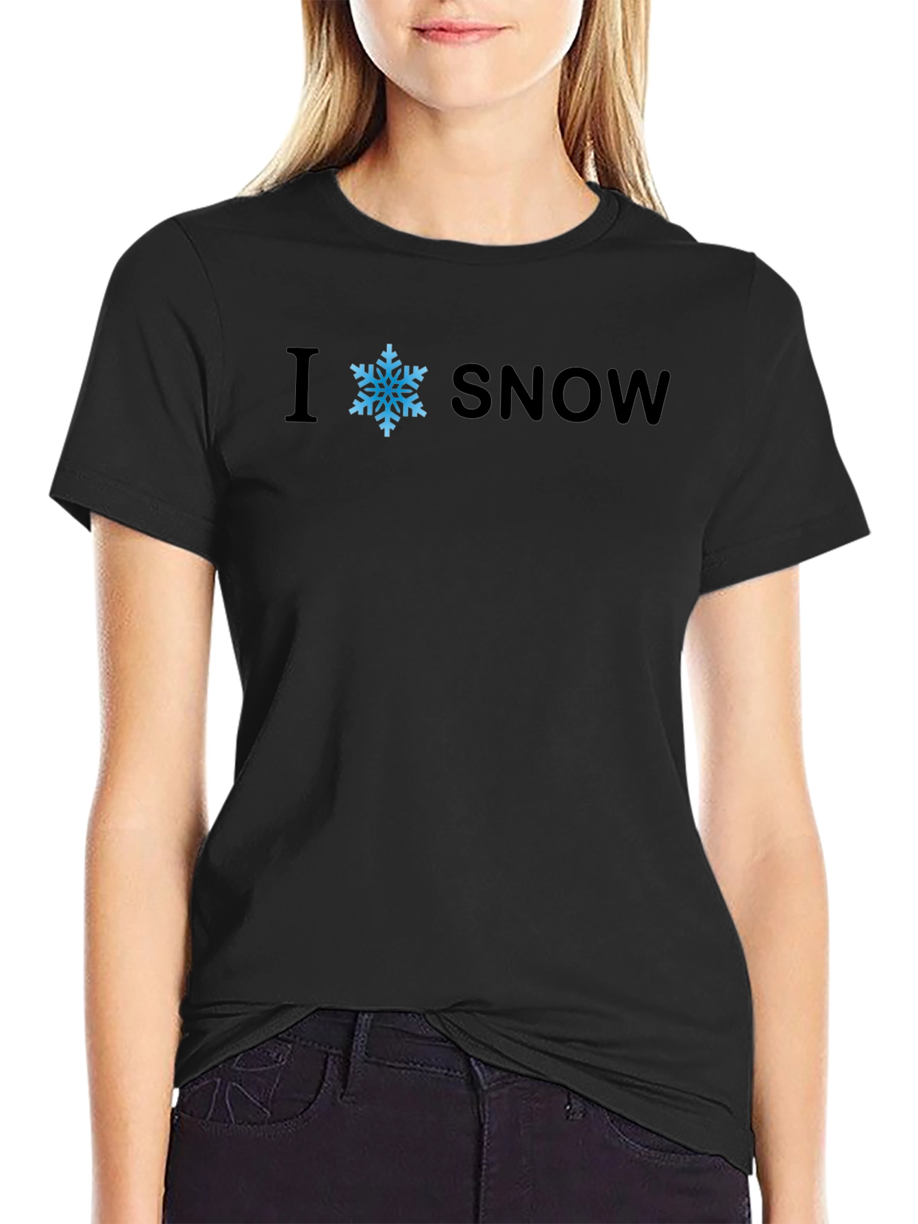 Black I Snowflake Snow T-Shirt - Black view 2