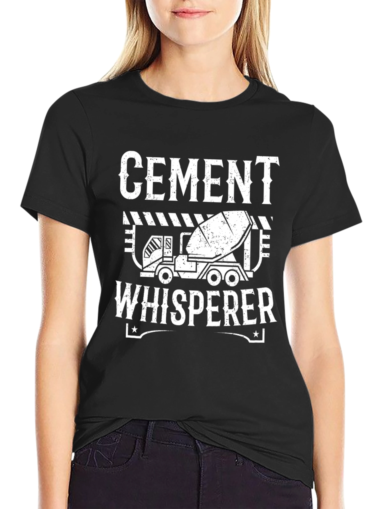 Black Cement Whisperer T-Shirt - Construction Humor Tee view 2