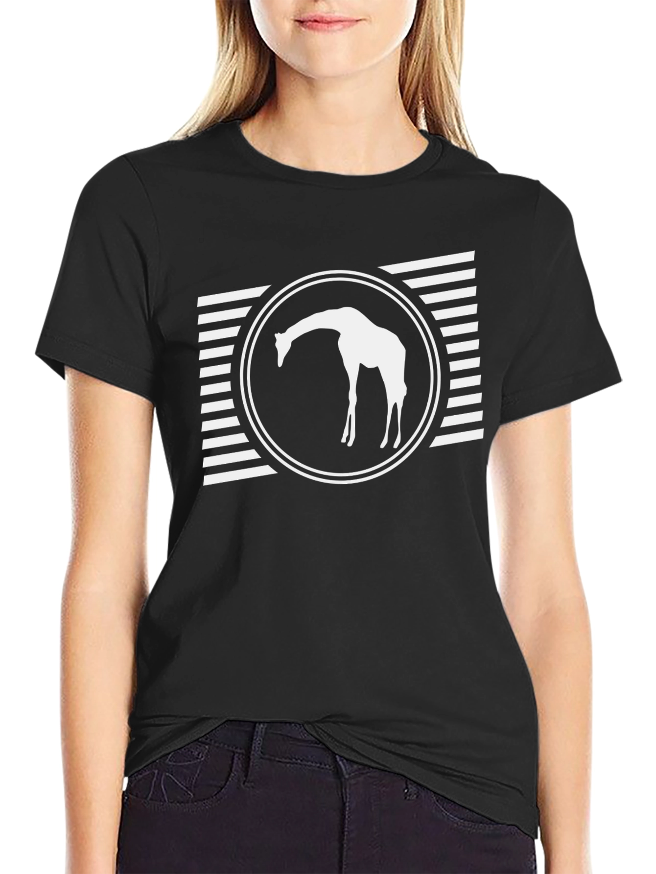 Black Giraffe Graphic Tee - Black Casual Shirt view 2