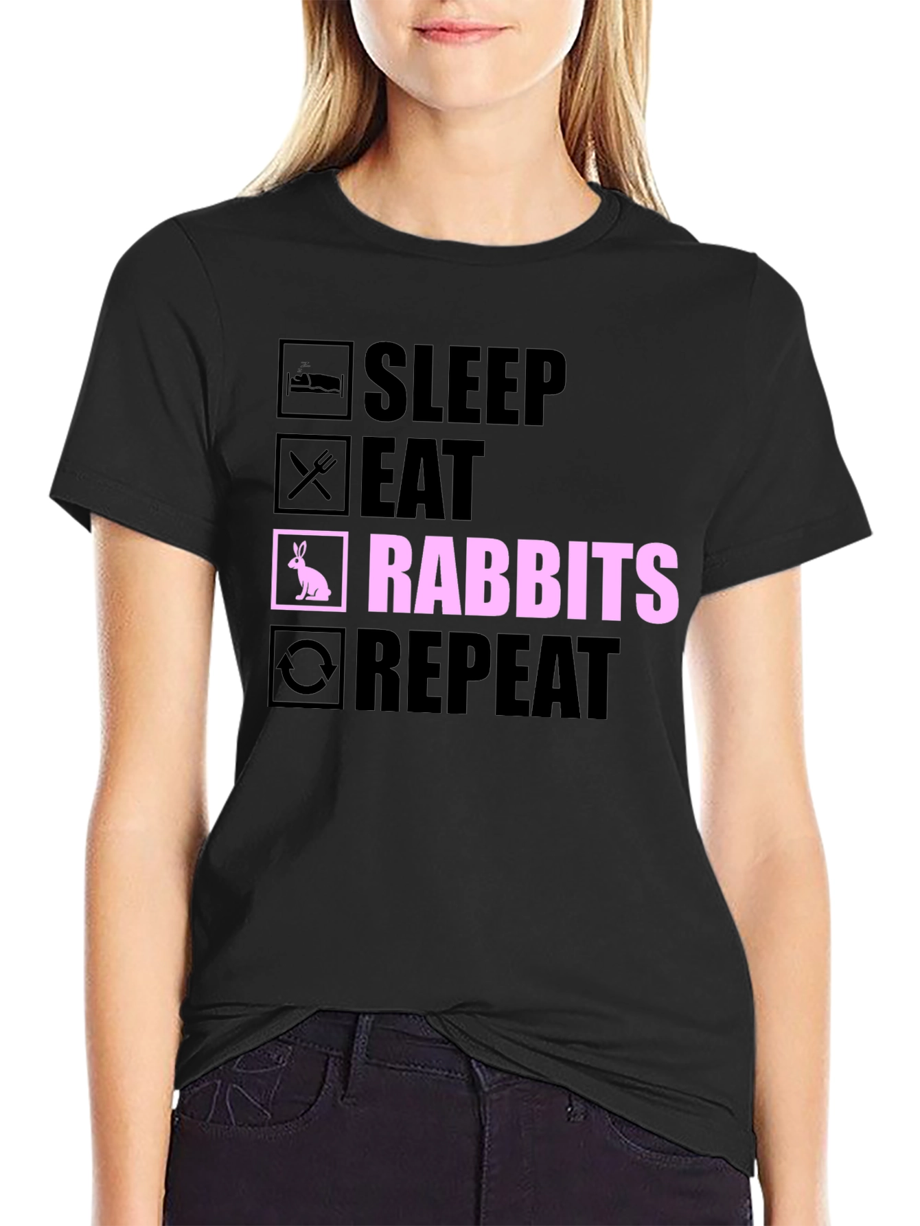Black Sleep Eat Rabbits Repeat T-Shirt view 2
