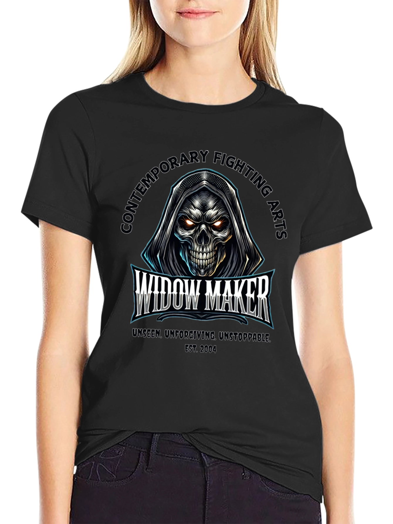 Black Widow Maker Fighting Arts Black Graphic Tee view 2