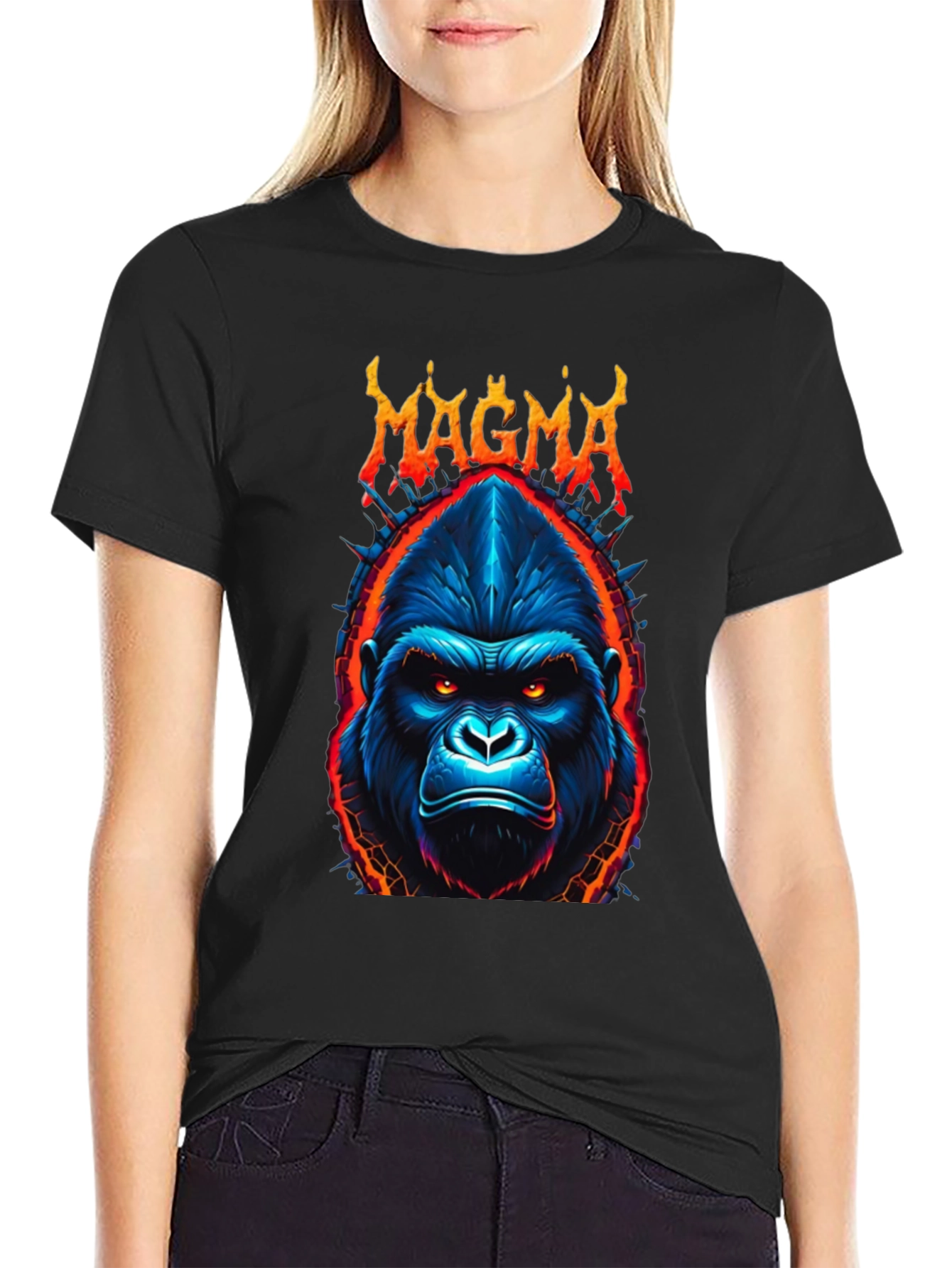 Black Magma Gorilla Graphic Tee - Bold Black T-Shirt view 2