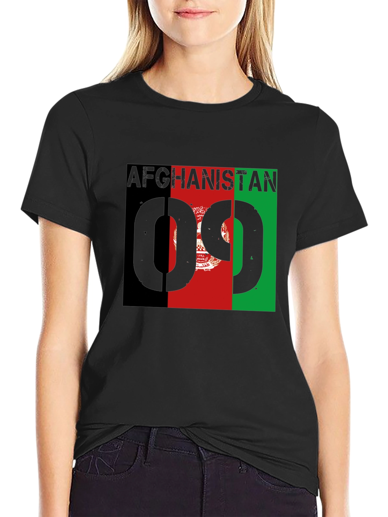 Black Afghanistan Flag T-Shirt view 2