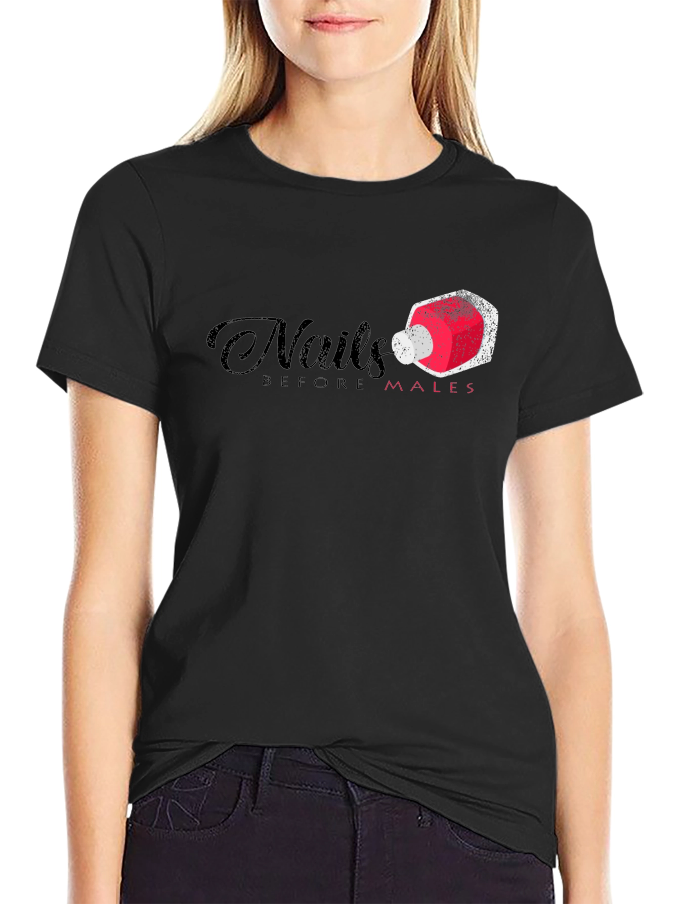 Black Nails Before Males Funny Graphic T-Shirt view 2