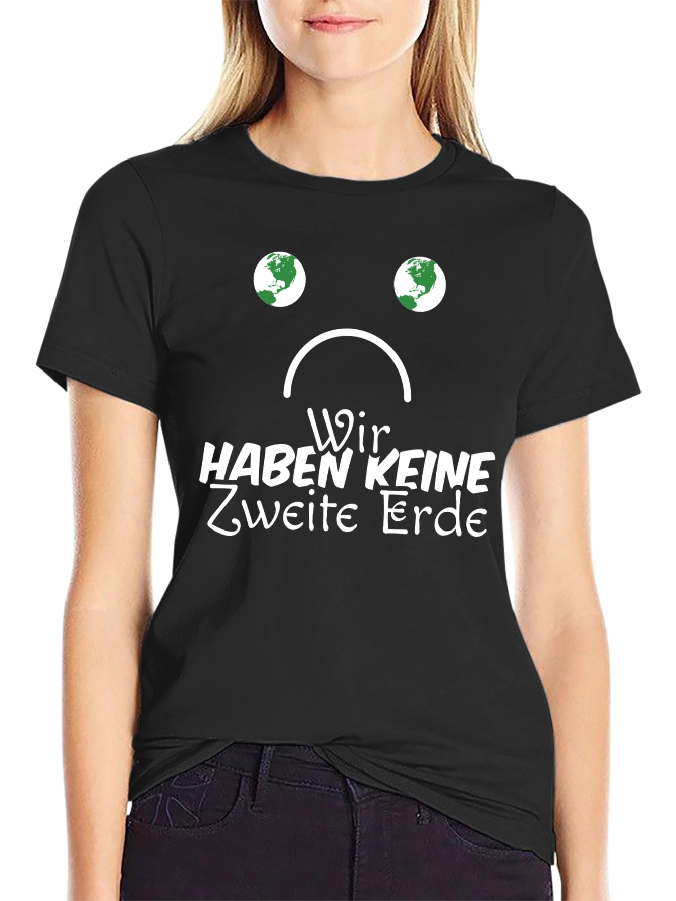 Black Save the Planet T-Shirt: Wir Haben Keine Zweite Erde Tee view 2