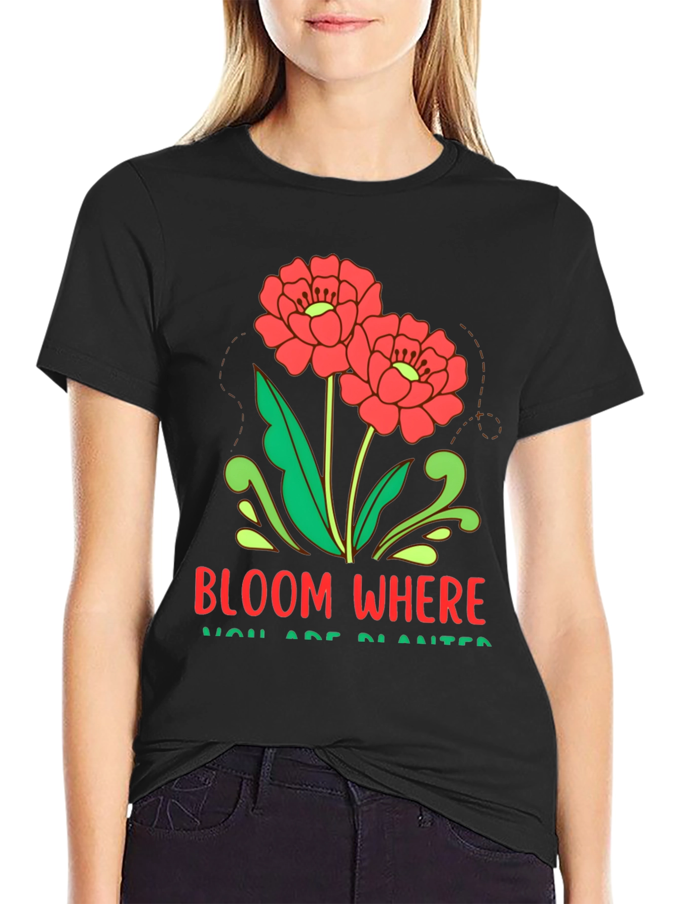 Black Bloom Where You Are Planted Graphic Tee view 2