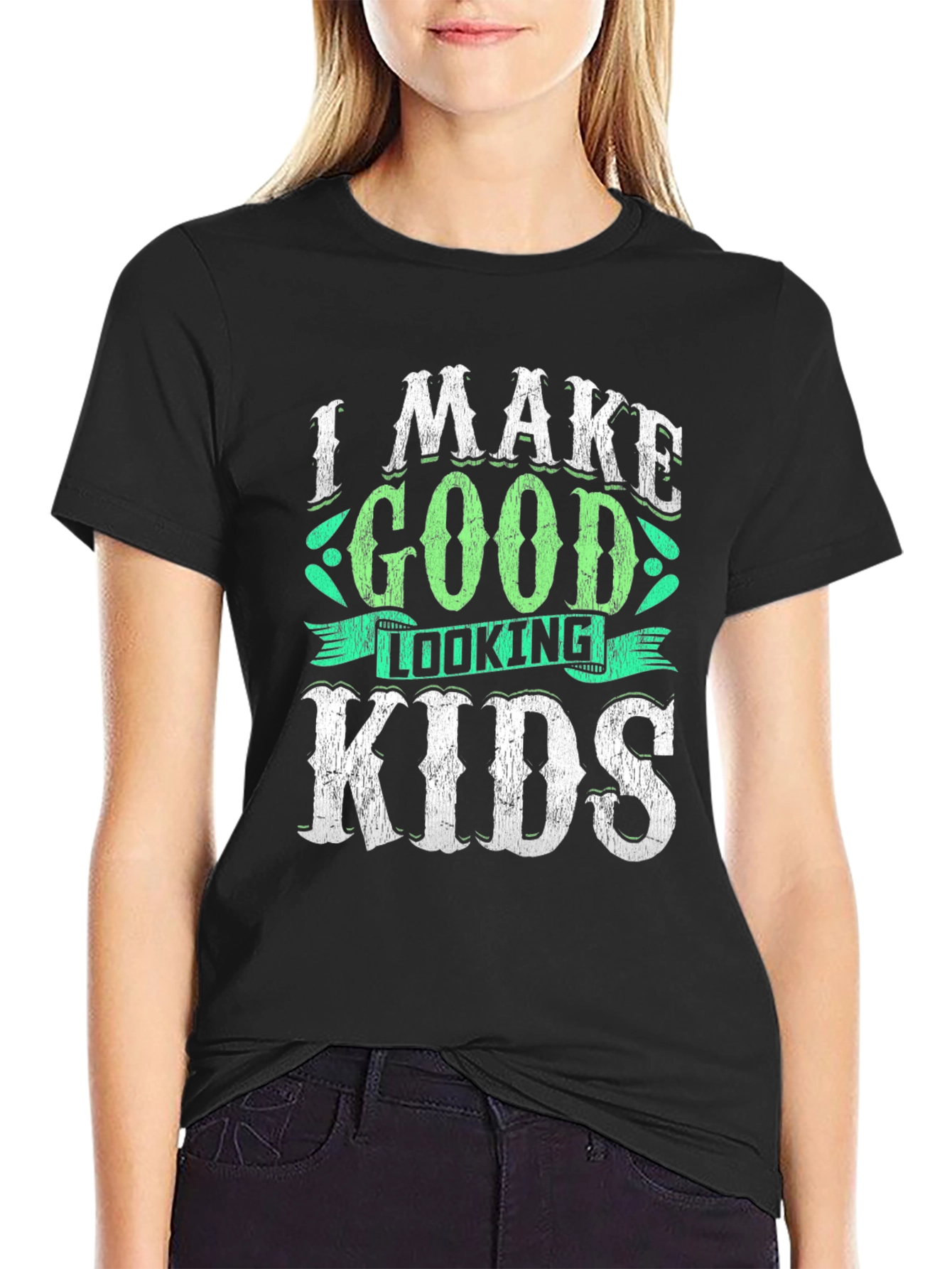 Black I Make Good Looking Kids T-Shirt view 2