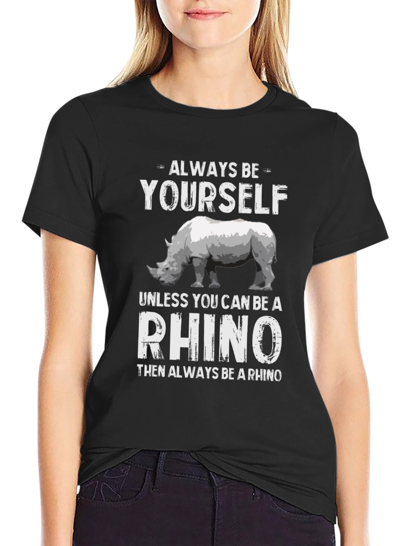 Black Always Be Yourself Rhino T-Shirt view 2
