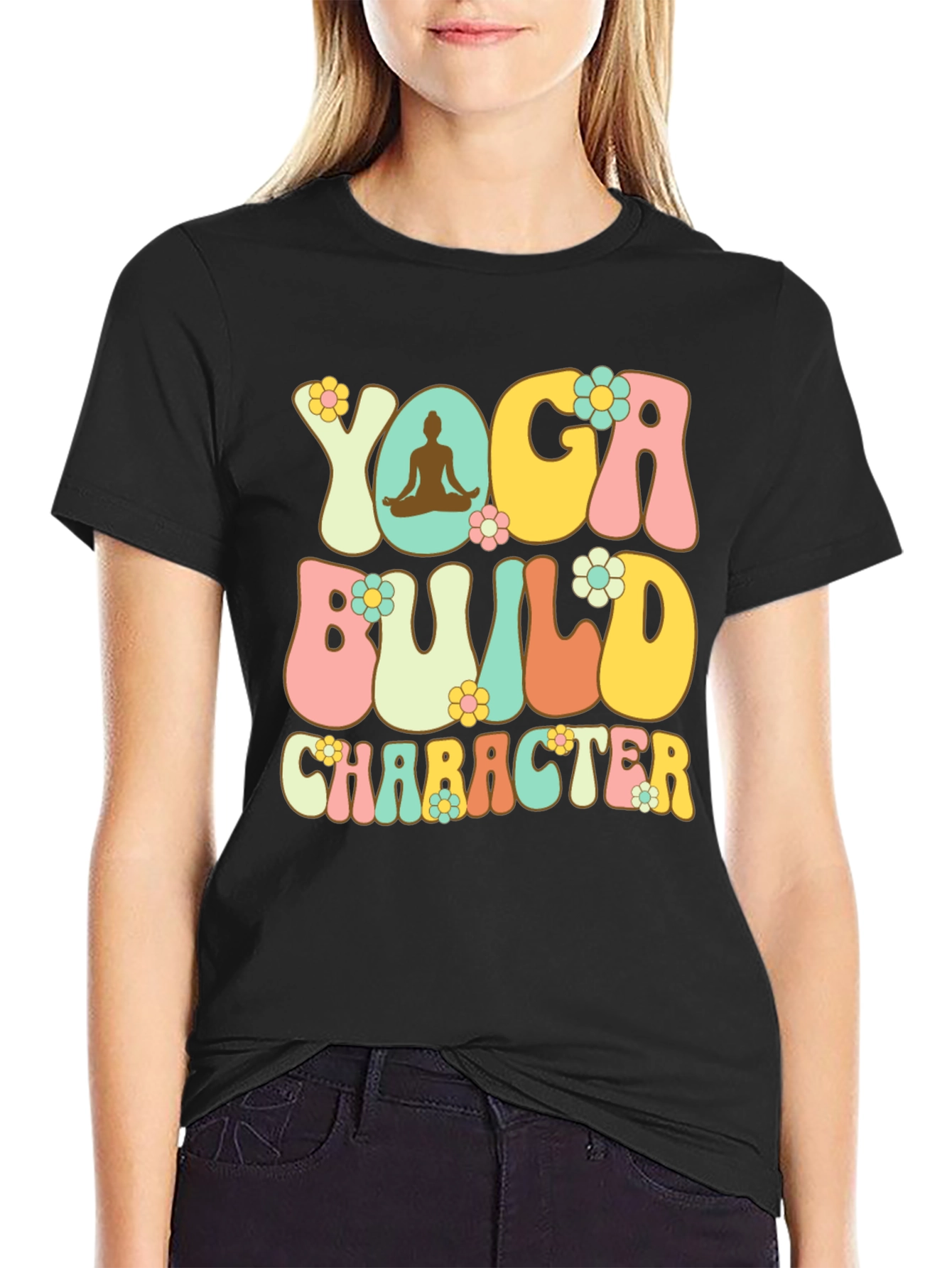 Black Yoga Build Character Graphic Tee view 2