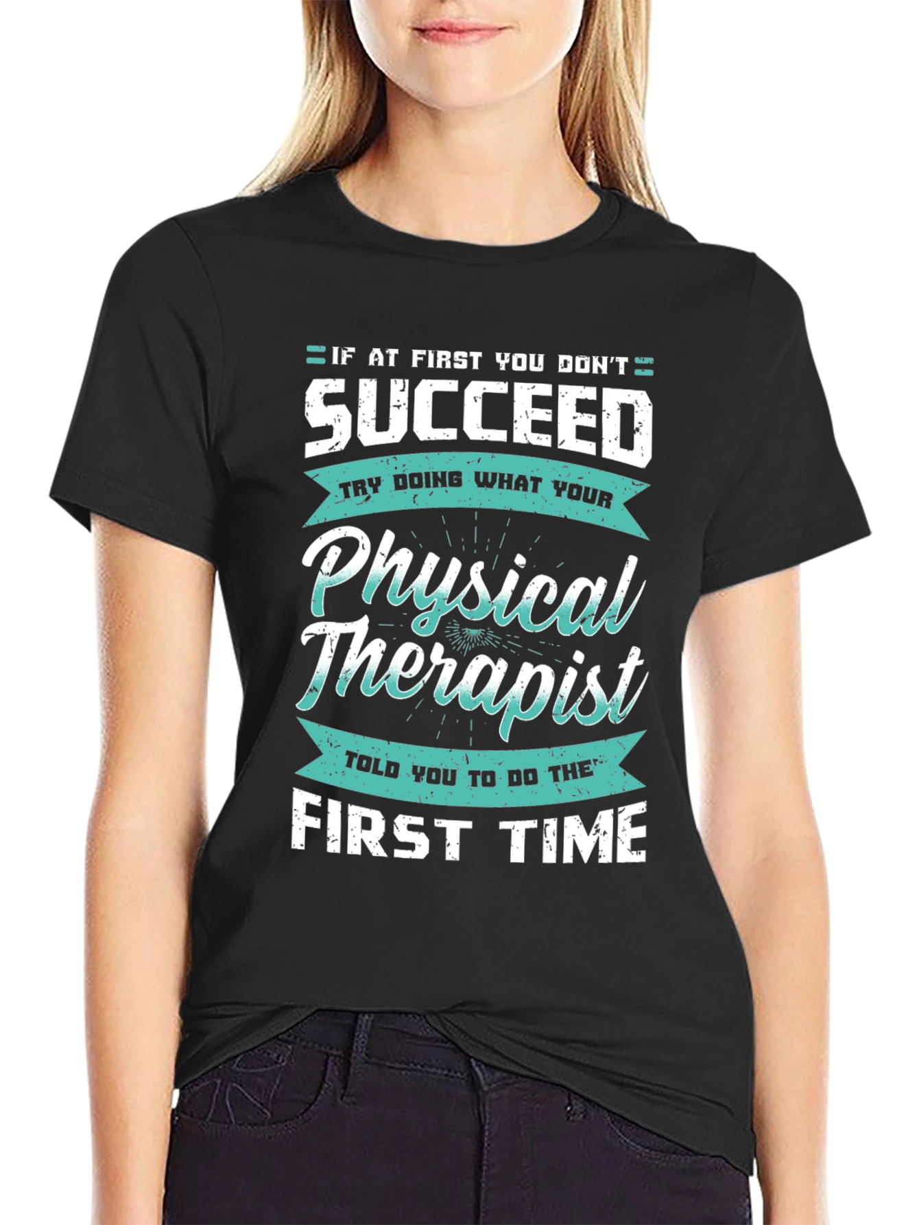 Black Physical Therapist Novelty T-Shirt view 2