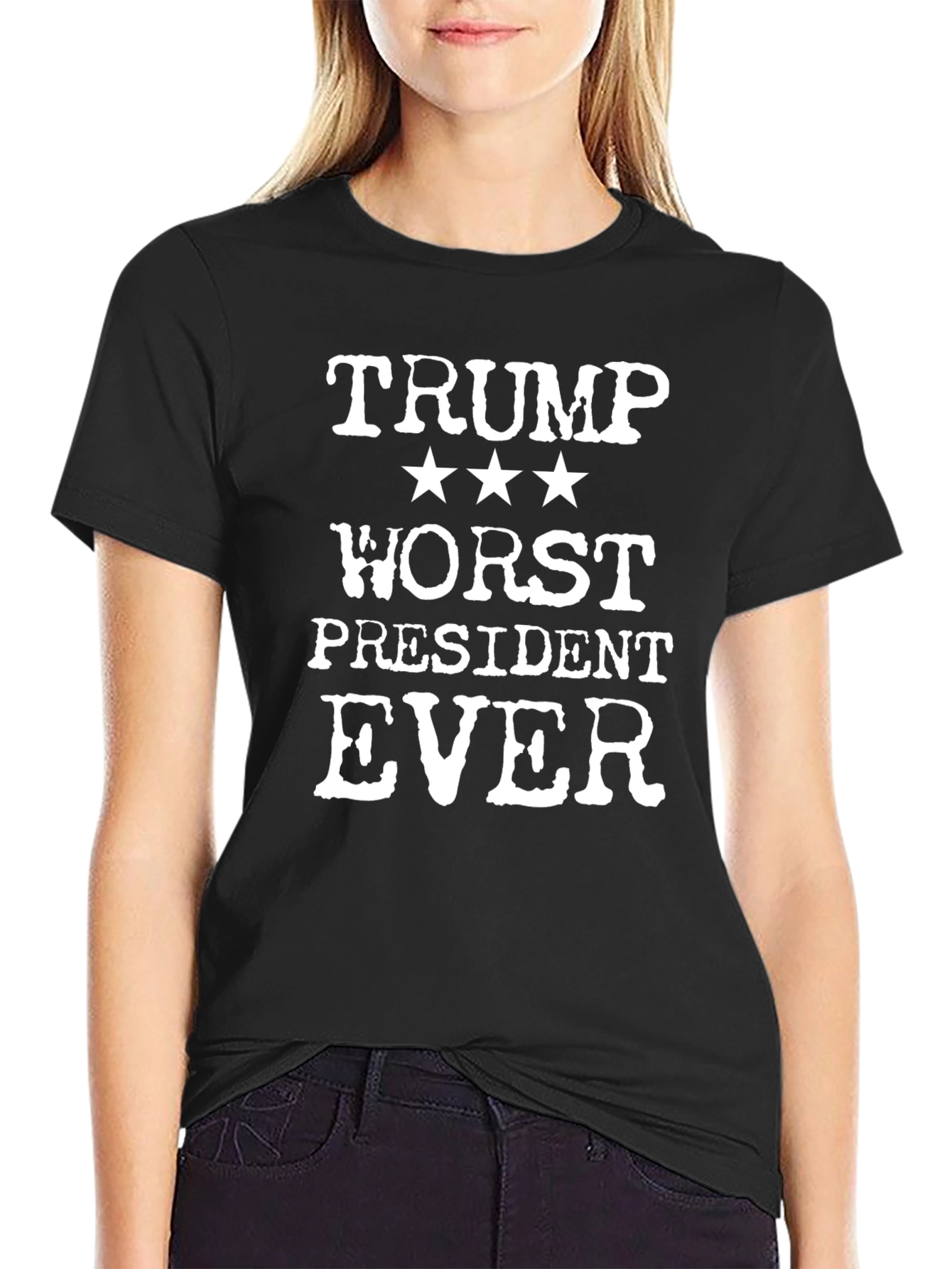 Black Trump Worst President Ever Graphic Tee view 2