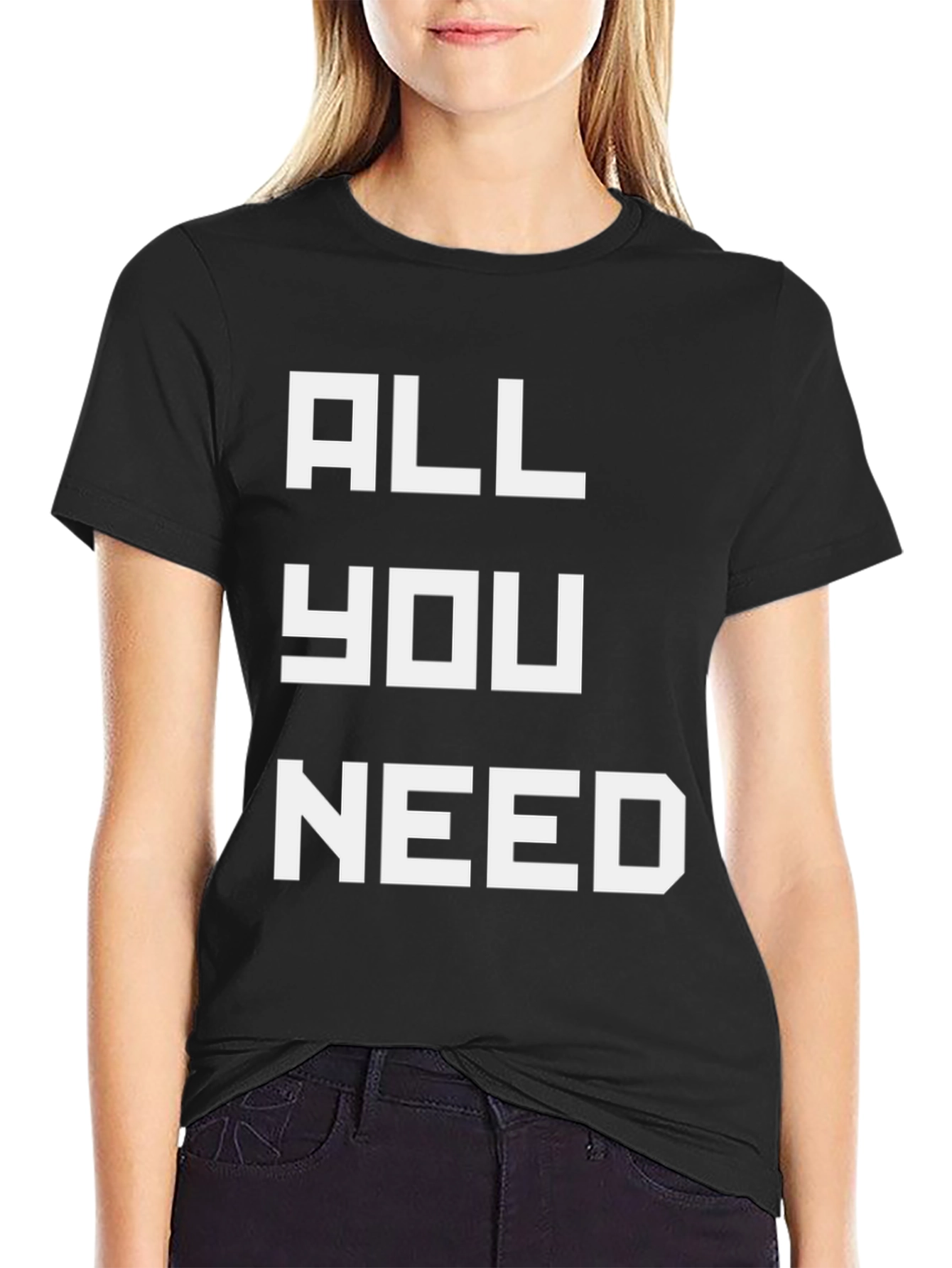Black All You Need Graphic Tee - Black Cotton Comfort view 2