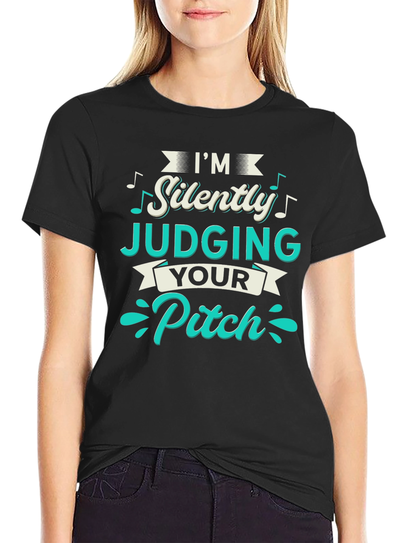 Black I'm Silently Judging Your Pitch T-Shirt view 2
