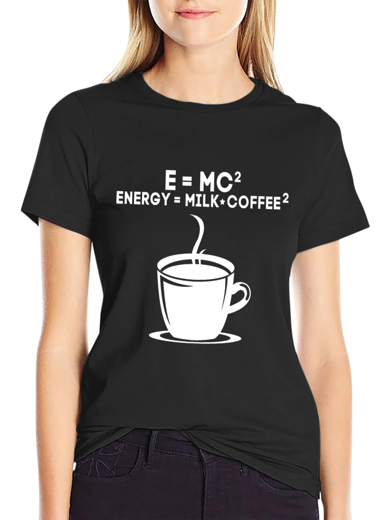 Black Coffee Equation T-Shirt - Energy = Milk*Coffee² view 2