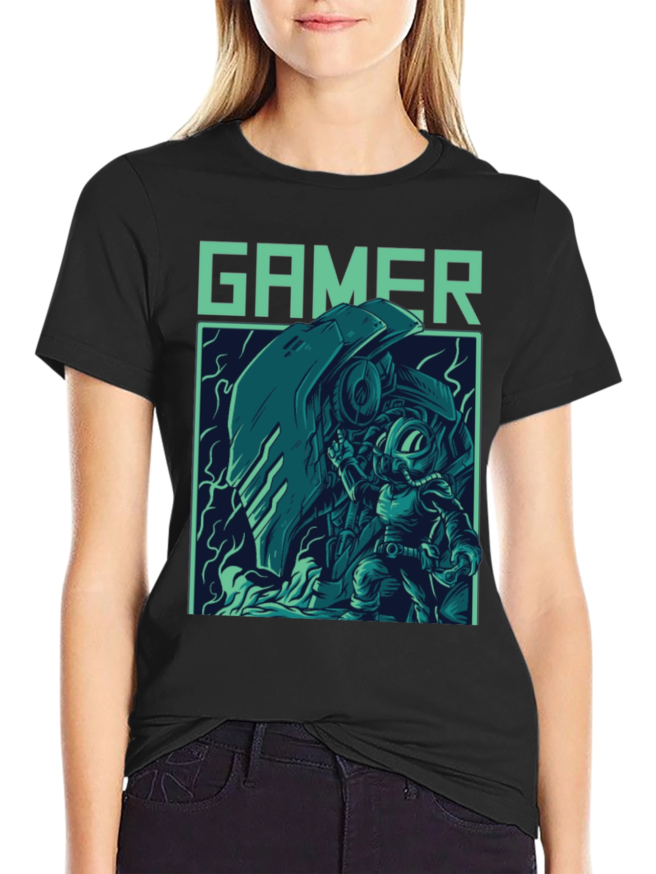 Black Gamer Graphic T-Shirt - Cool Retro Style view 2