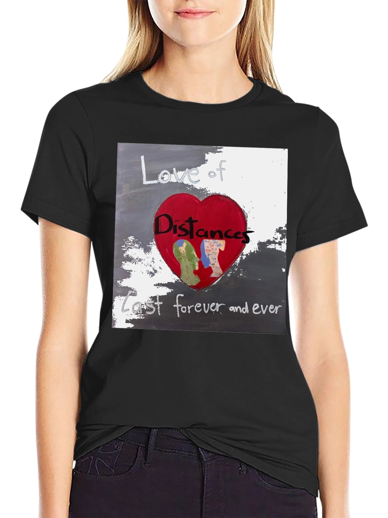 Black Love of Distances Black T-Shirt view 2