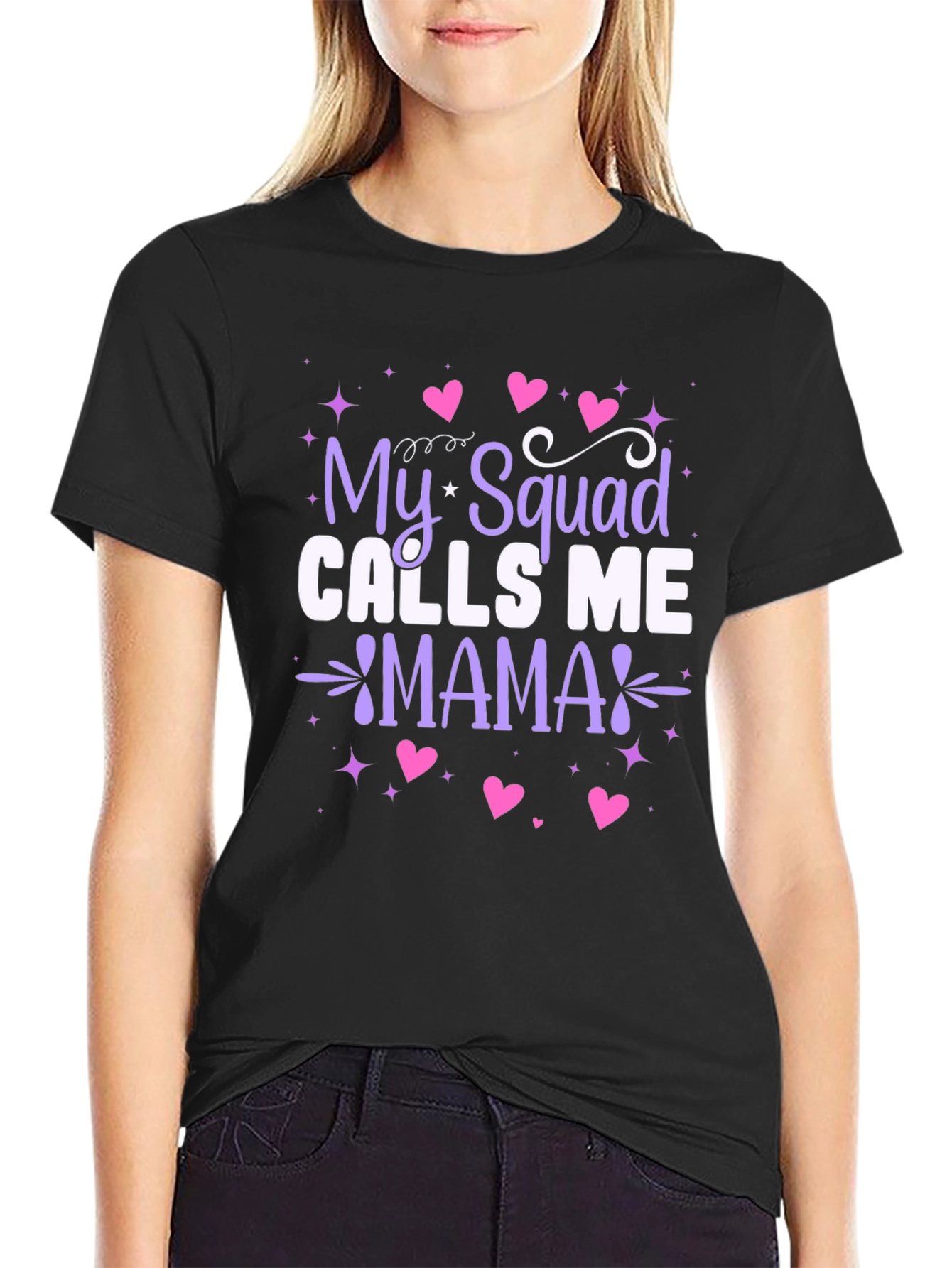 Black My Squad Calls Me Mama Graphic Tee view 2