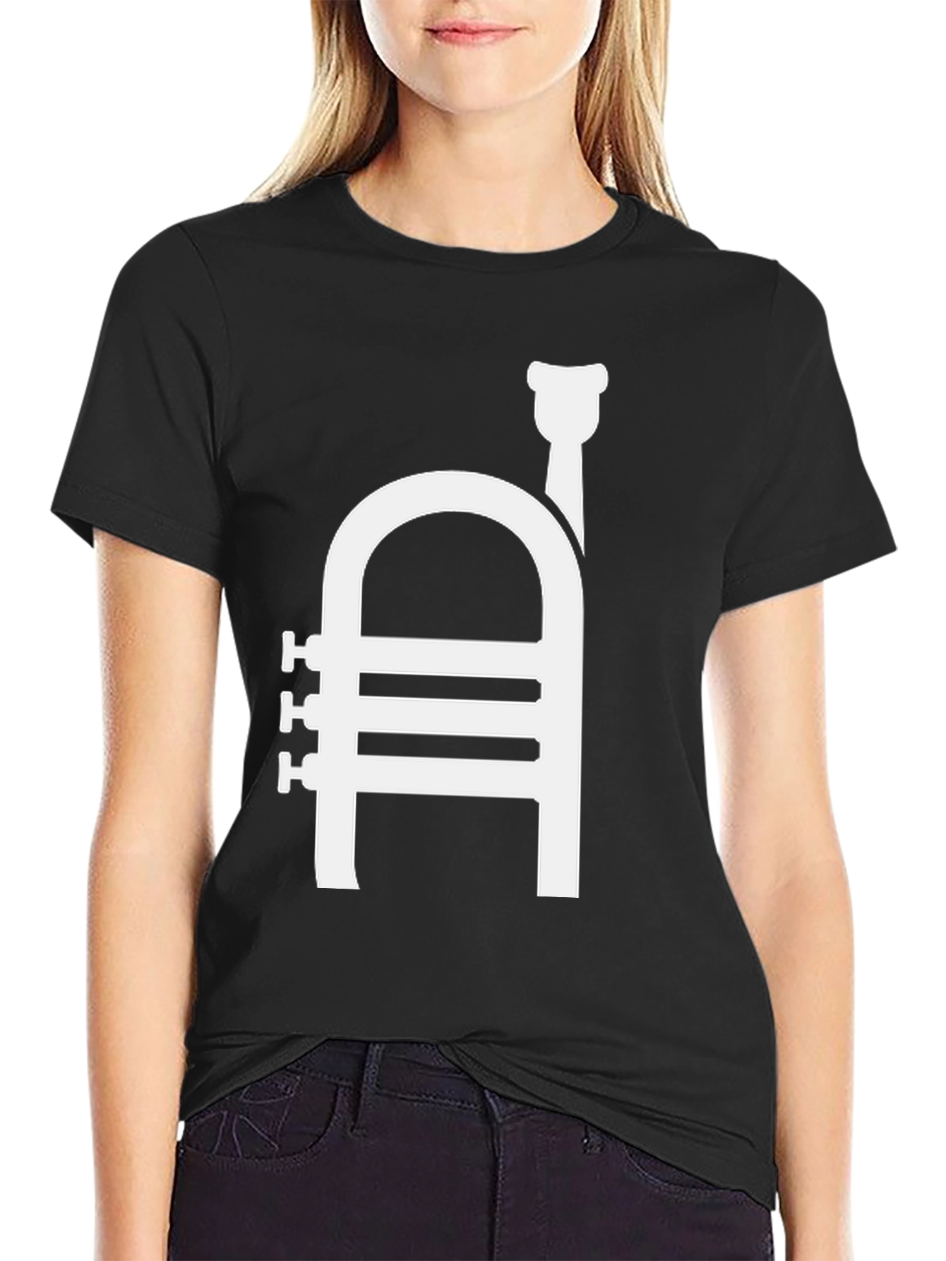 Black Trumpet Graphic T-Shirt | Musician Tee view 2