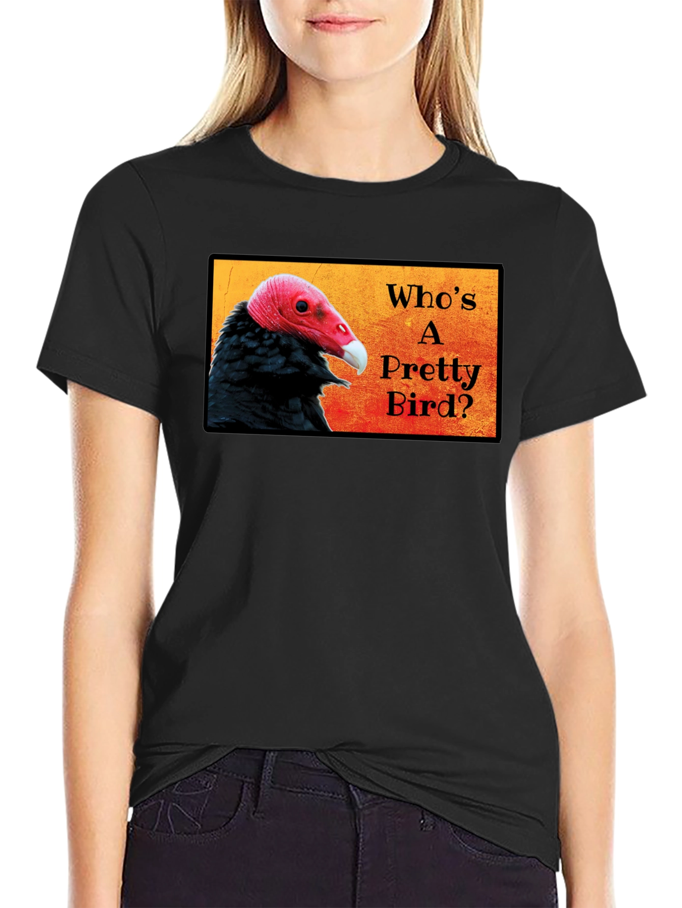 Black Who's a Pretty Bird? Vulture Graphic T-Shirt view 2