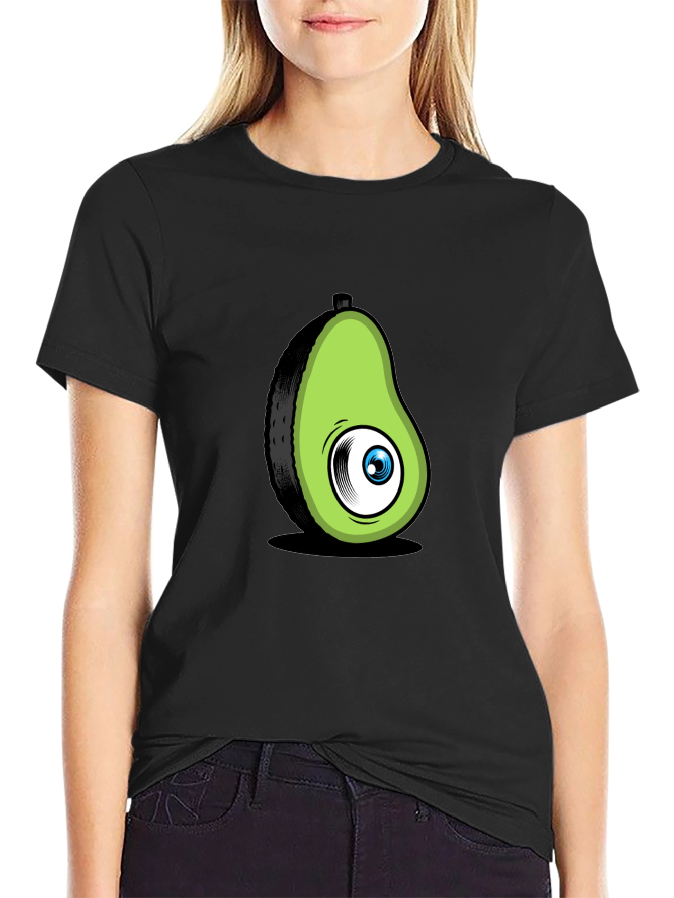 Black Avocado Eye Black T-Shirt Funny Graphic Tee view 2