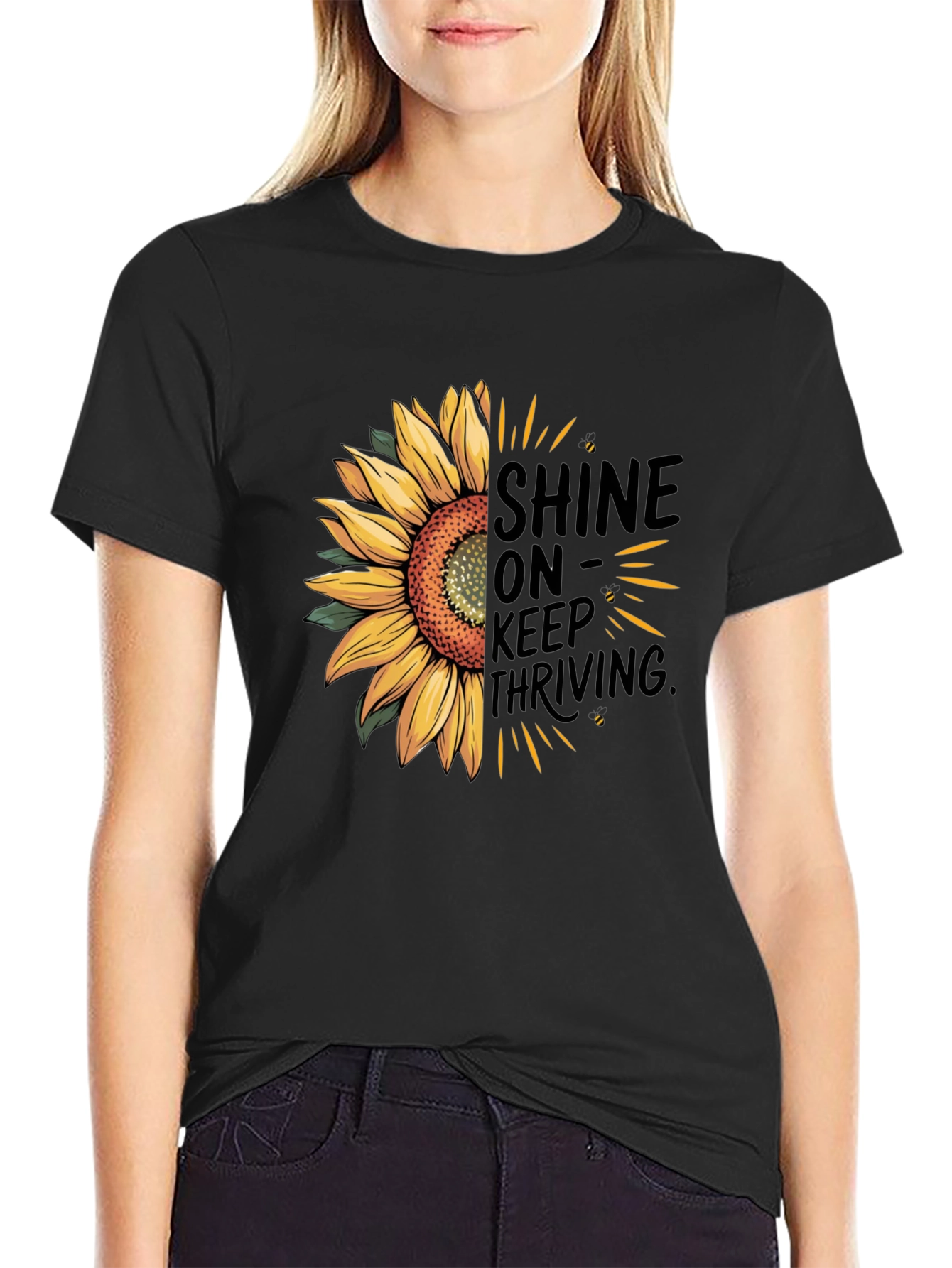 Black Sunflower Shine On Graphic Tee - Unisex view 2
