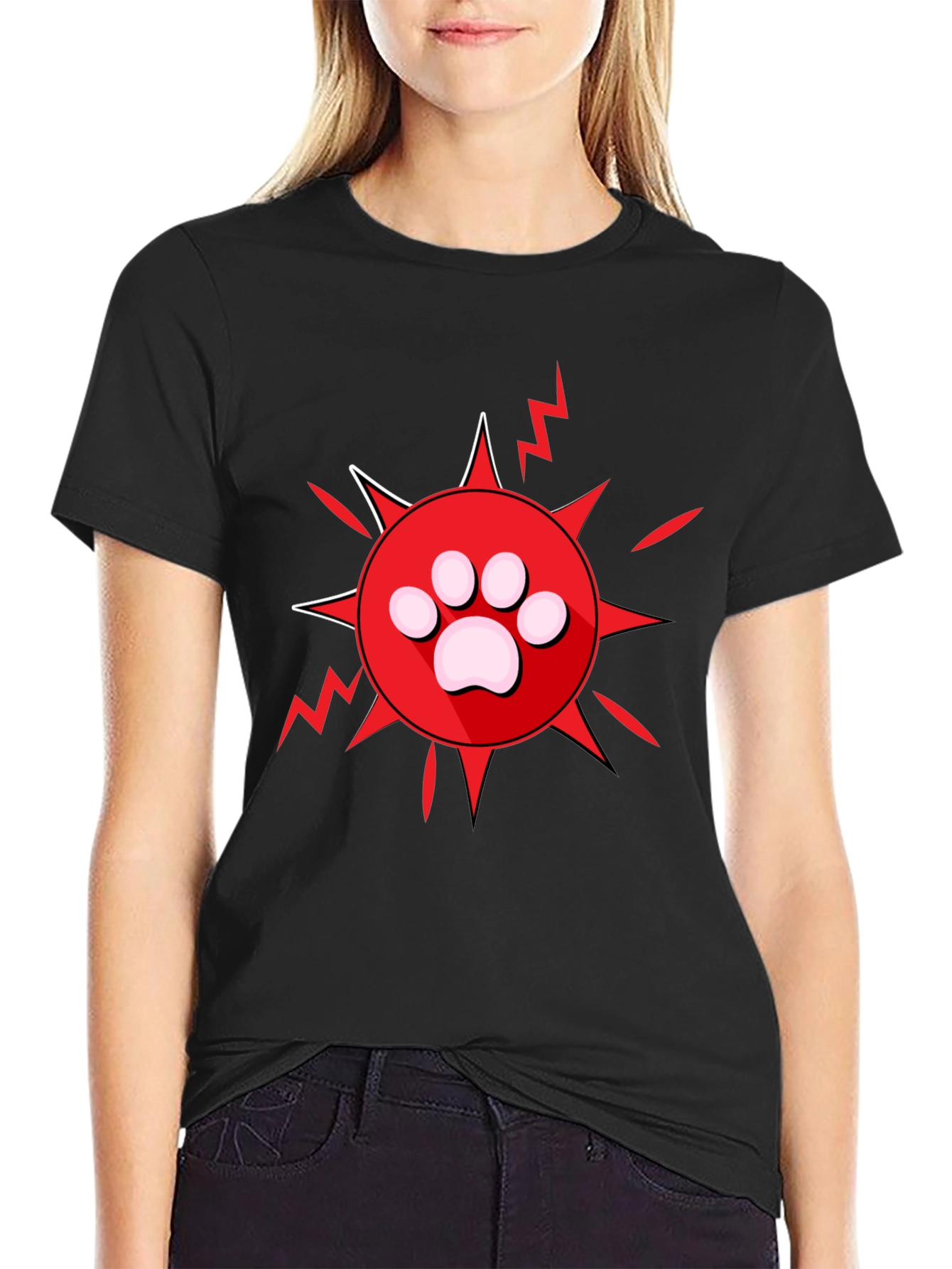 Black Paw Print Burst Graphic Tee - Black view 2
