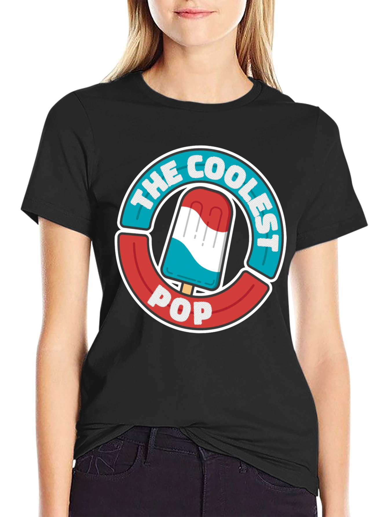 Black The Coolest Pop T-Shirt - Patriotic Popsicle Design view 2