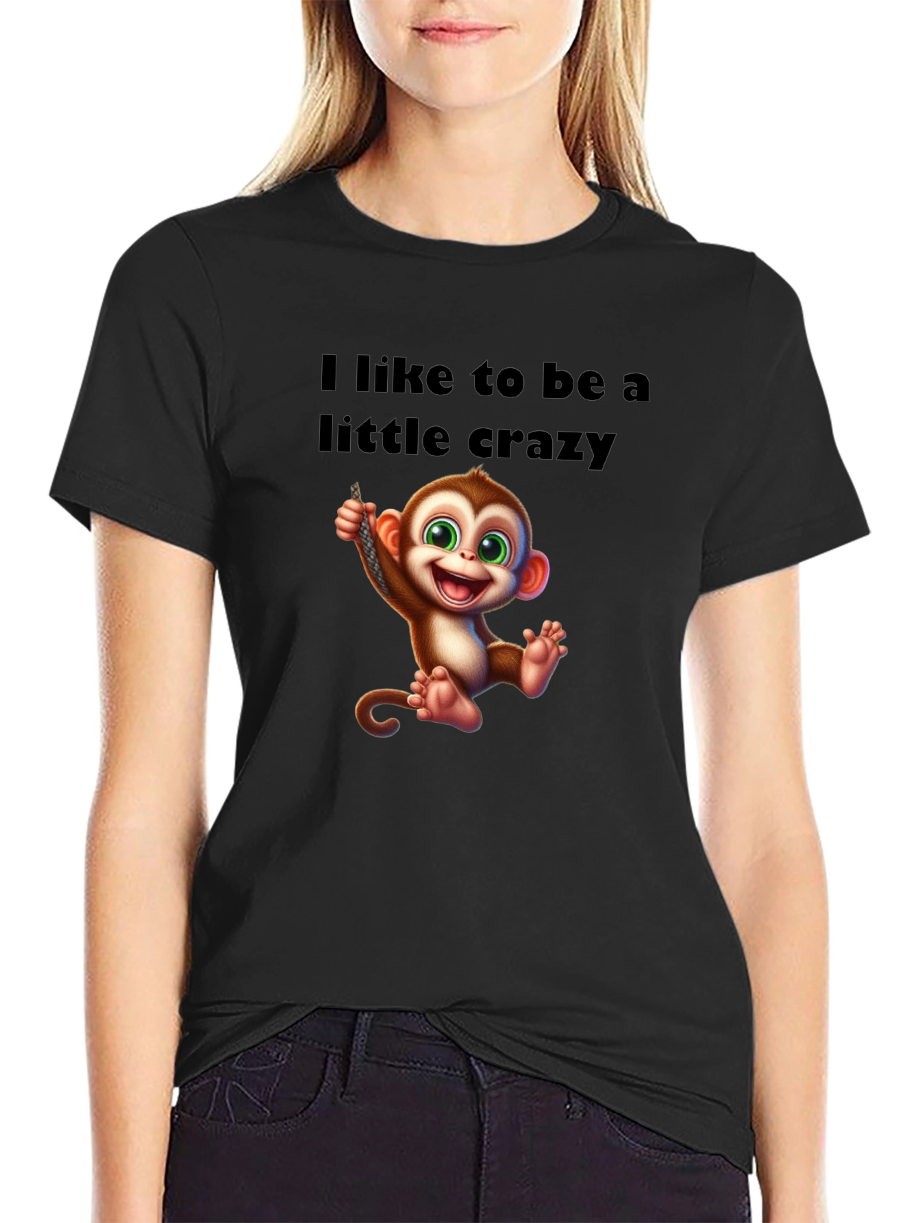 Black Crazy Monkey Graphic T-Shirt view 2