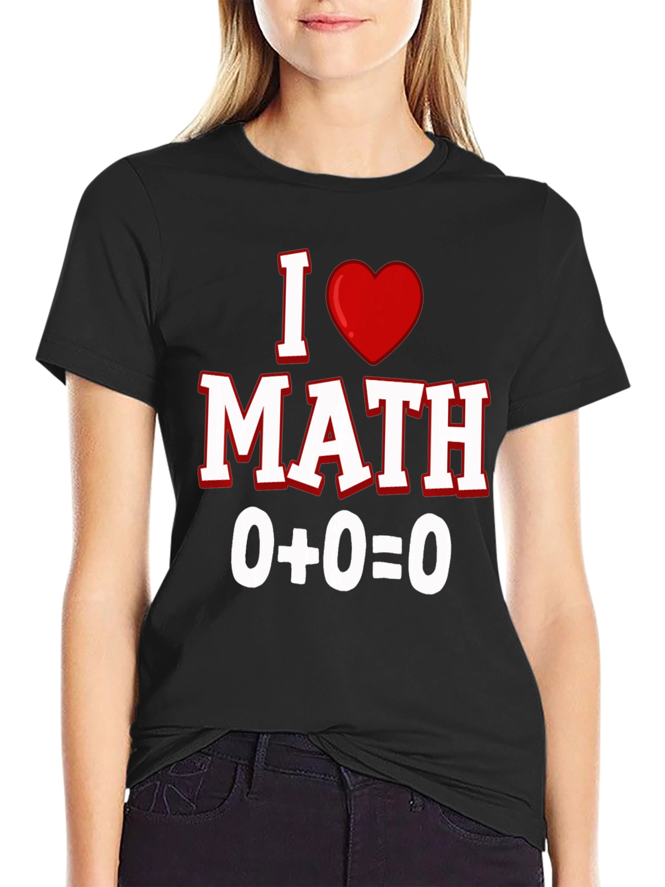 Black I Heart Math T-Shirt - Equation Design view 2