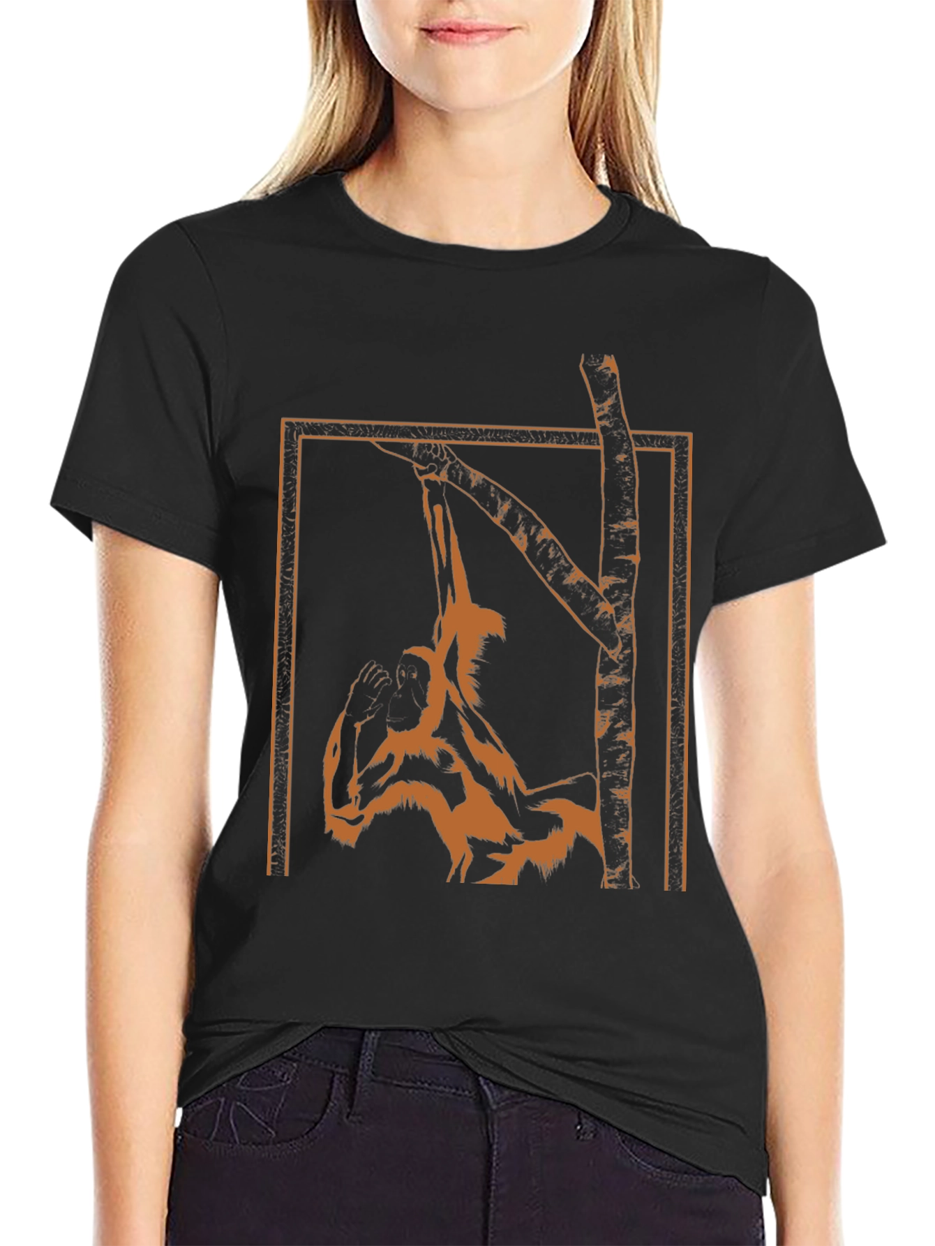 Black Monkey in a Tree Graphic T-Shirt view 2