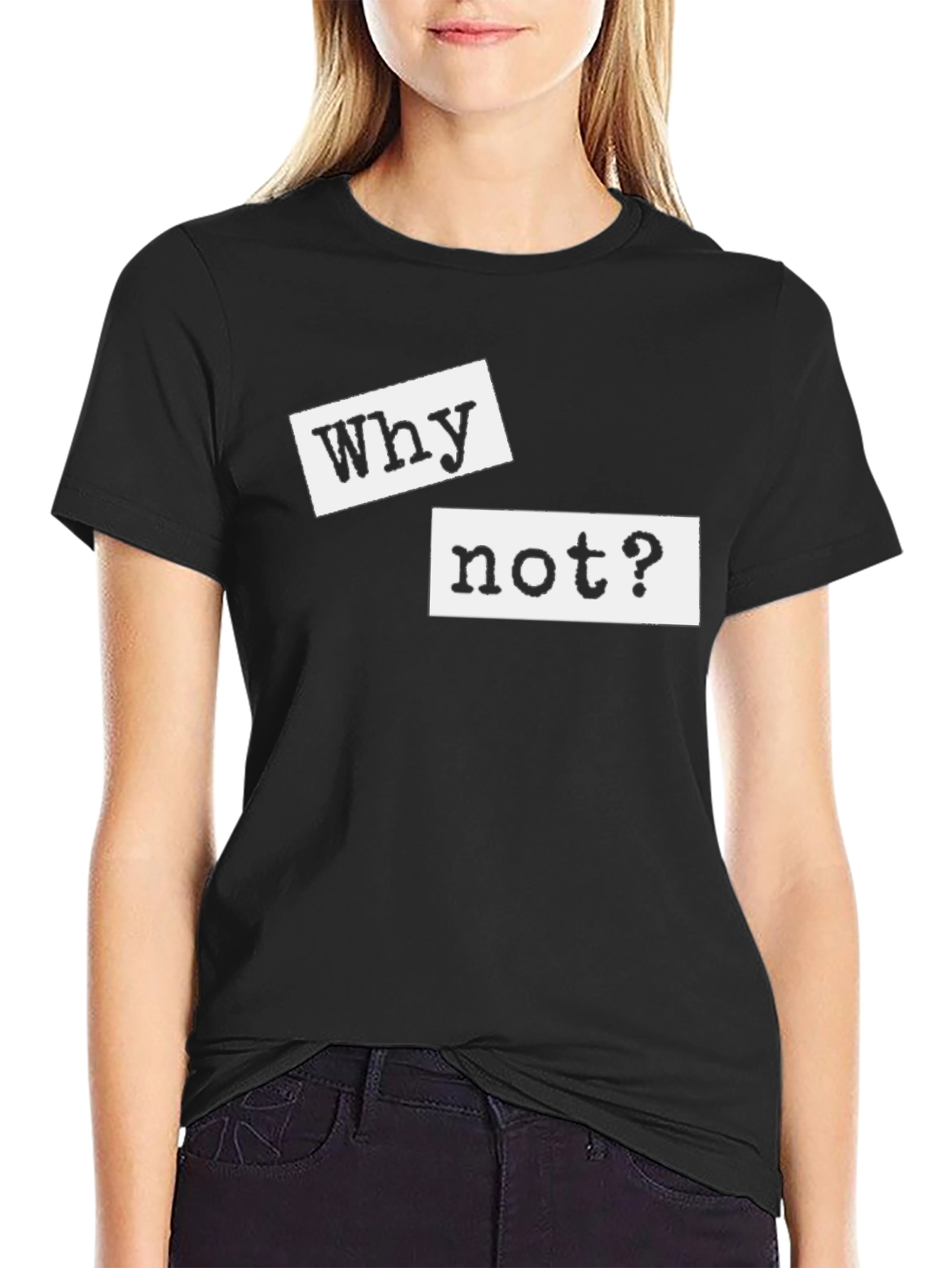 Black Why Not? Graphic Tee - Black Casual T-Shirt view 2