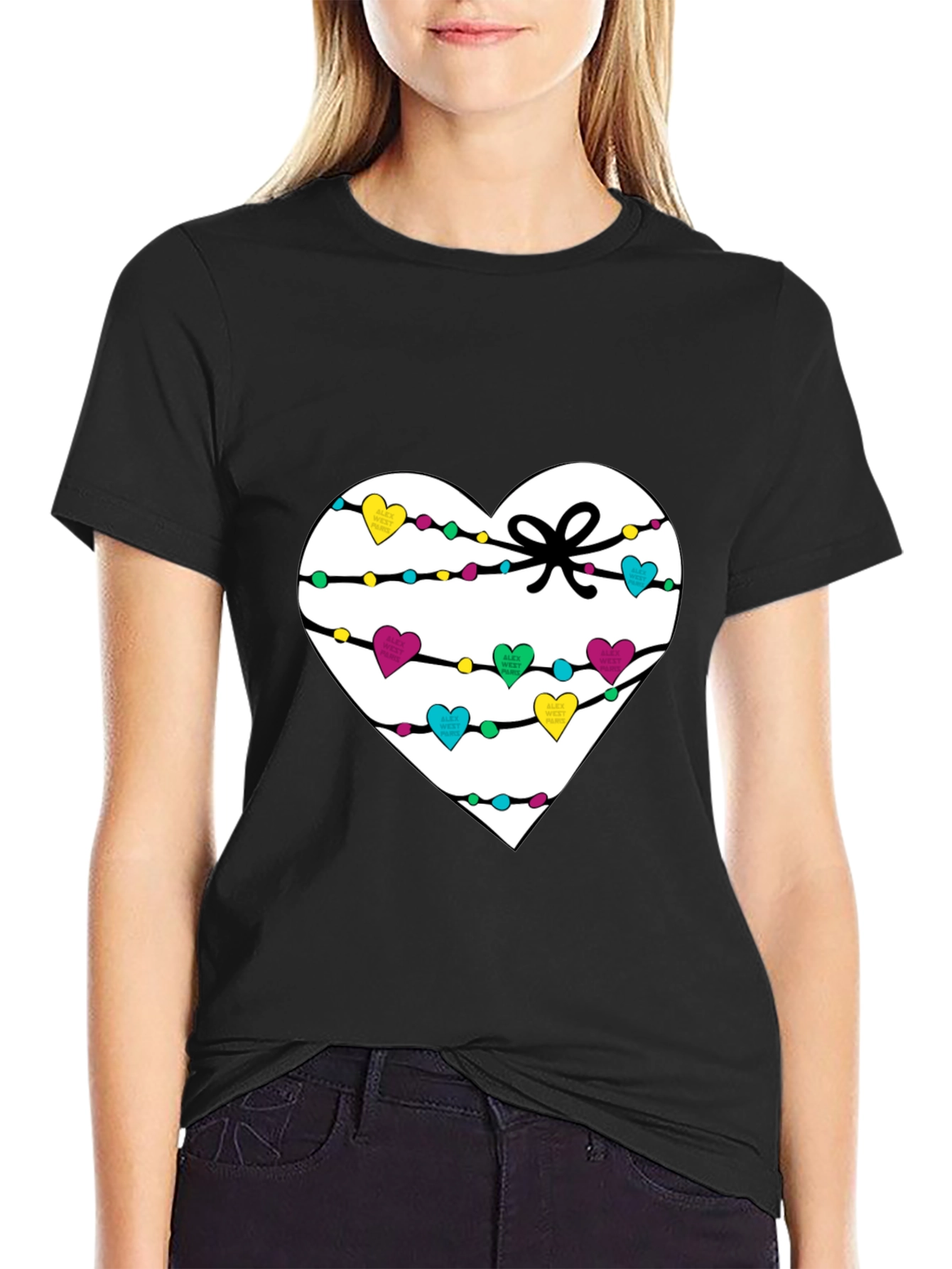 Black Heart Lights T-Shirt - Men's Black Tee view 2
