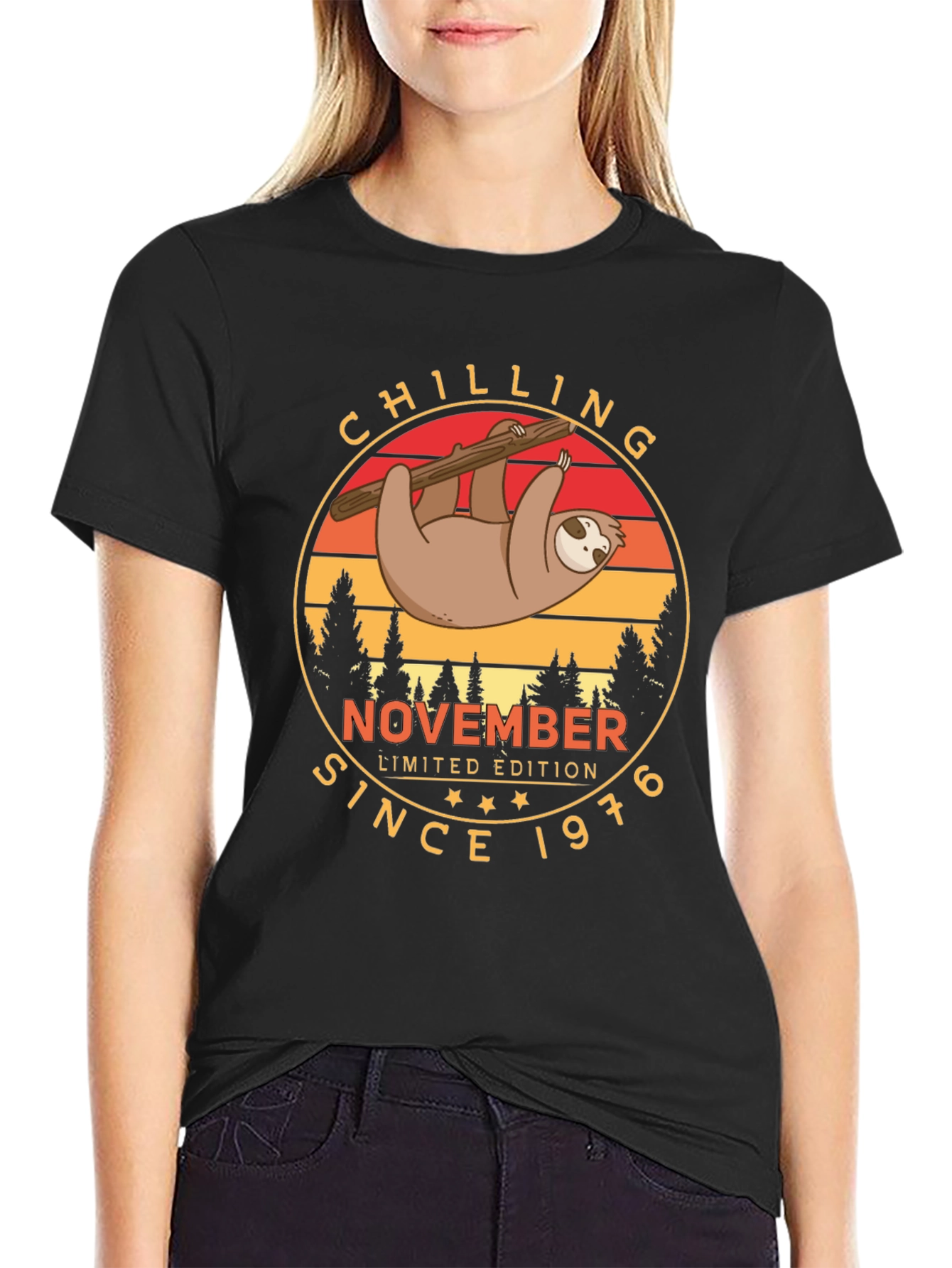 Black Chilling Sloth November 1976 Limited Edition T-Shirt view 2