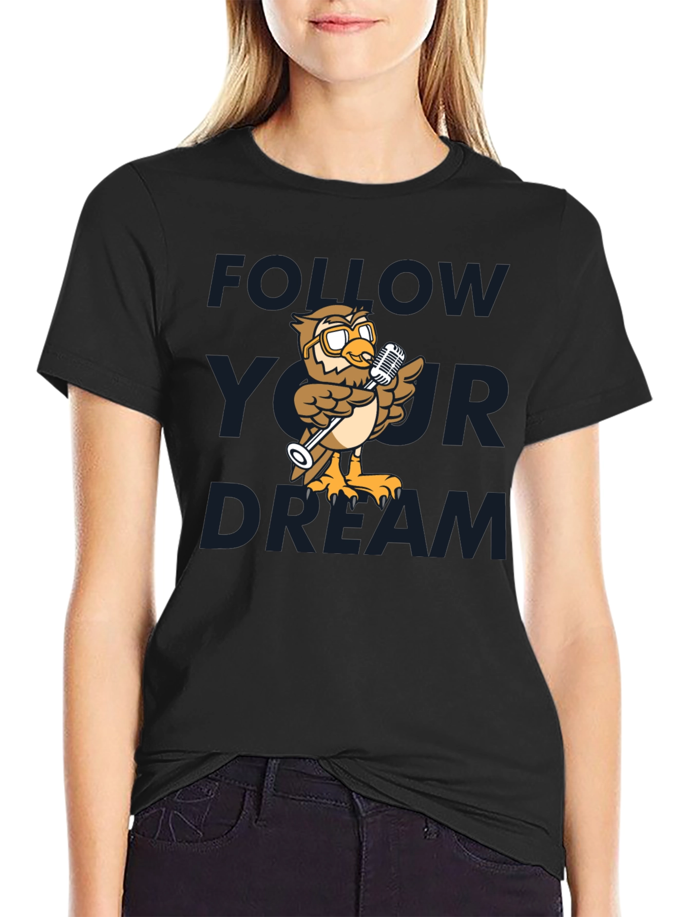 Black Follow Your Dream Owl T-Shirt view 2