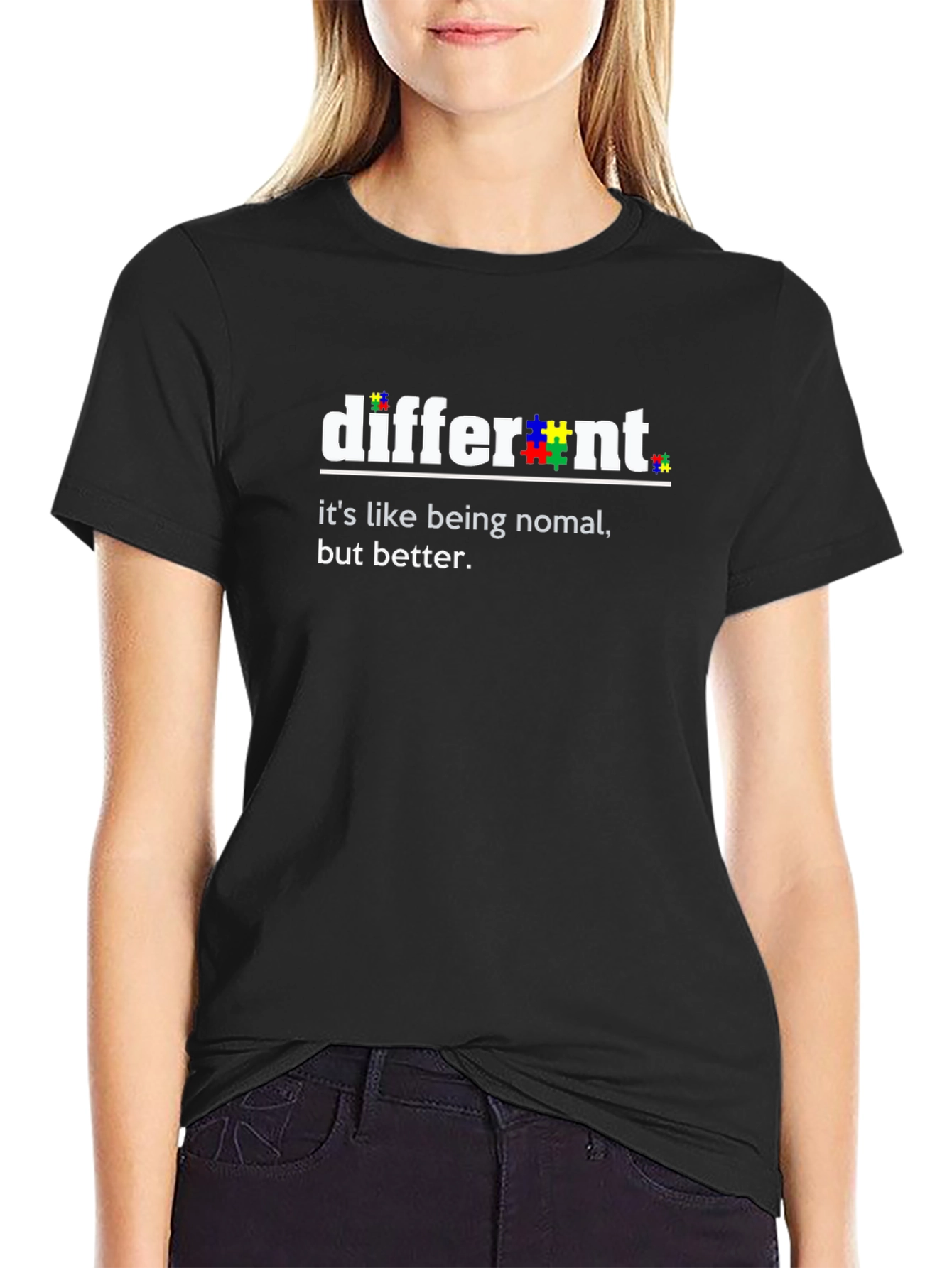 Black Different Autism Awareness T-Shirt view 2