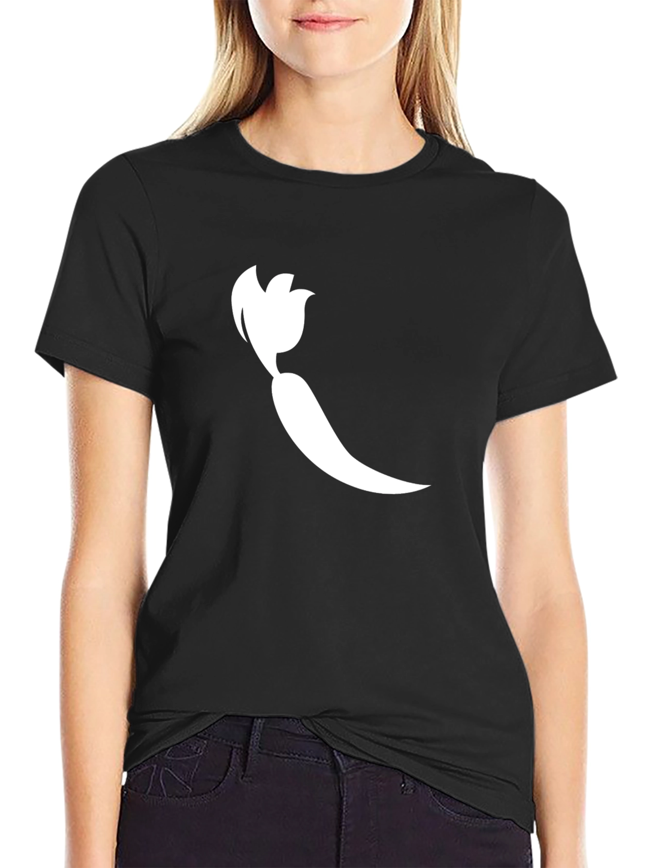 Black Chili Pepper Graphic Tee - Bold Black Cotton T-Shirt view 2